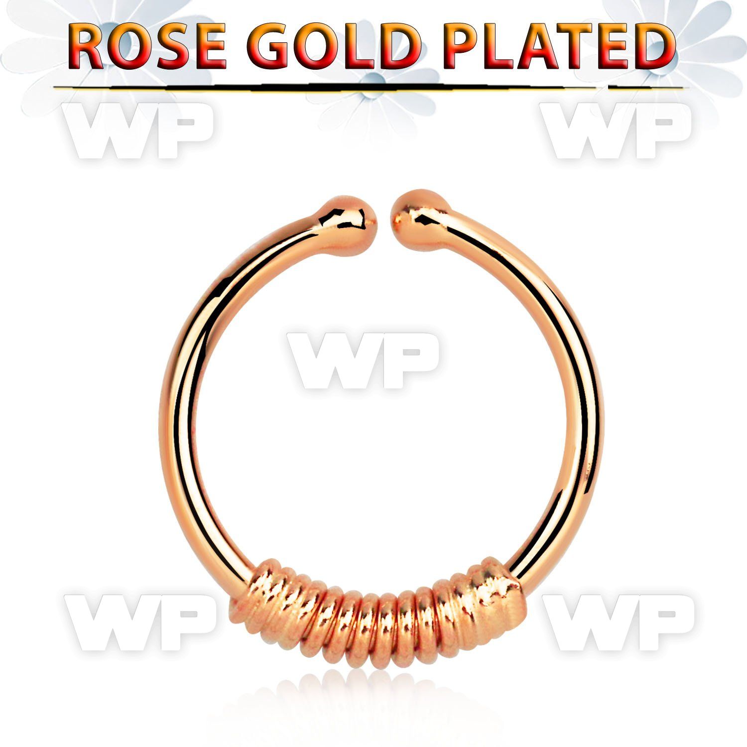 a33wmek2 silver fake septum ring w real rose gold plating w a wire septum piercing