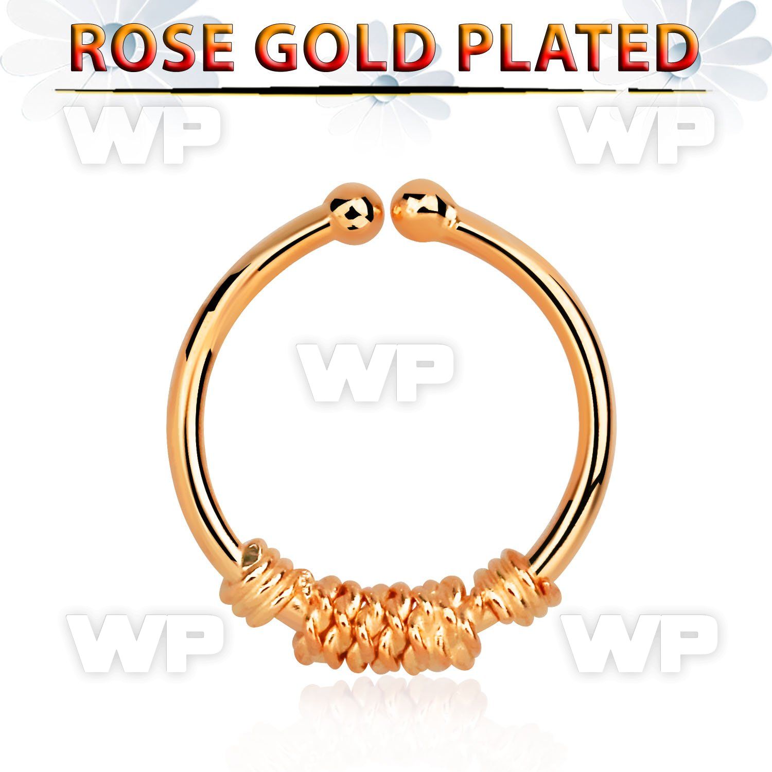 a33wmek4 silver fake septum ring w real rose gold plating w a knot septum piercing