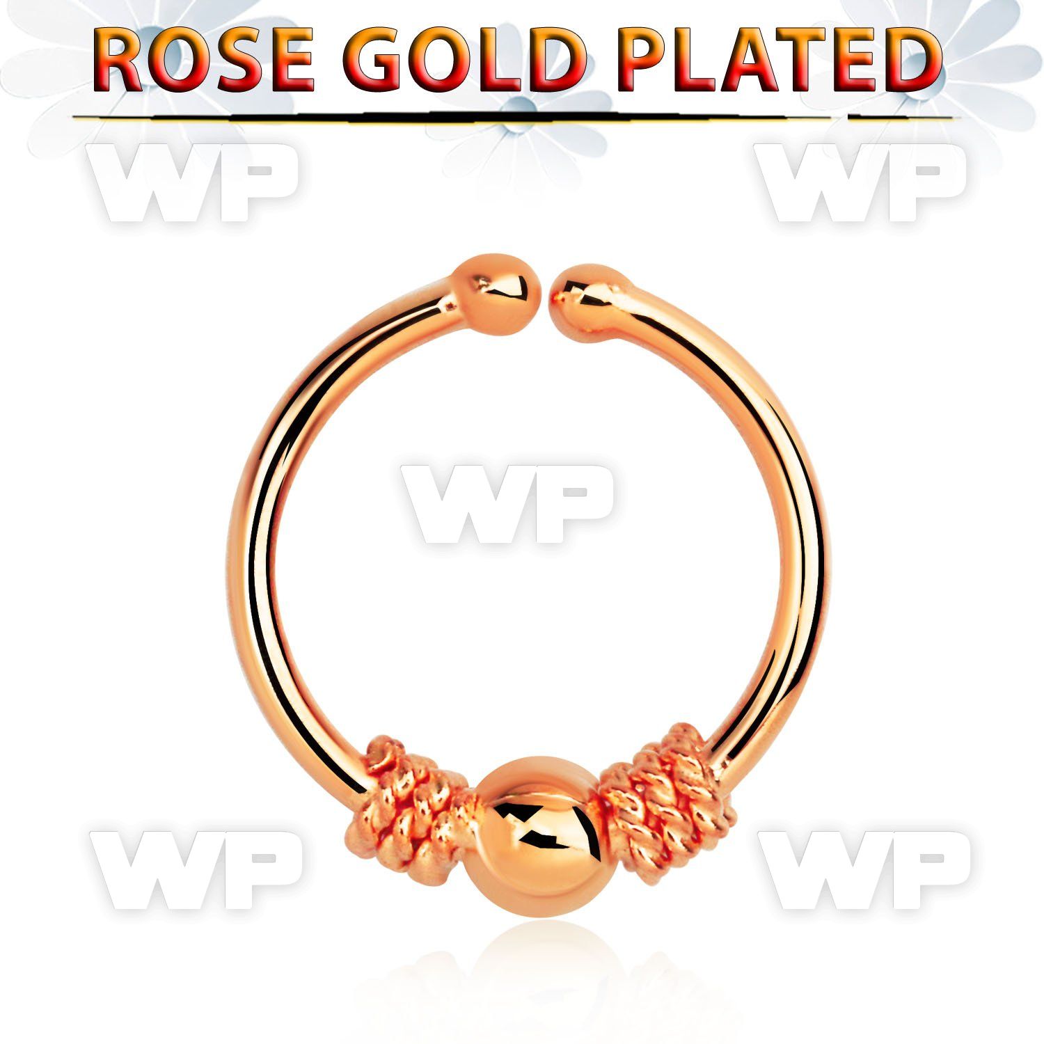 a33wmek6 silver fake septum ring w real rose gold plating w a bali septum piercing