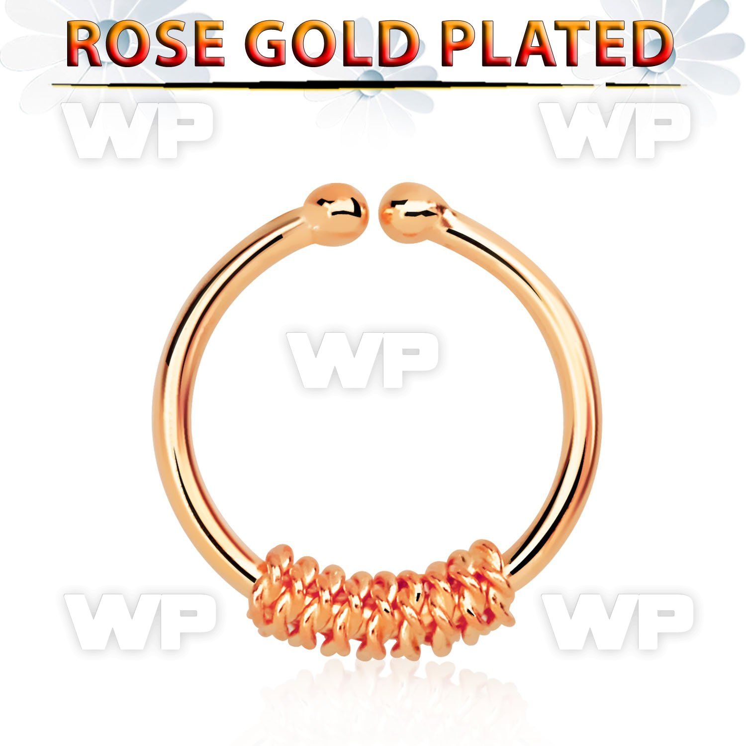 a33wmek8 silver fake septum ring w real rose gold plating w a thic septum piercing