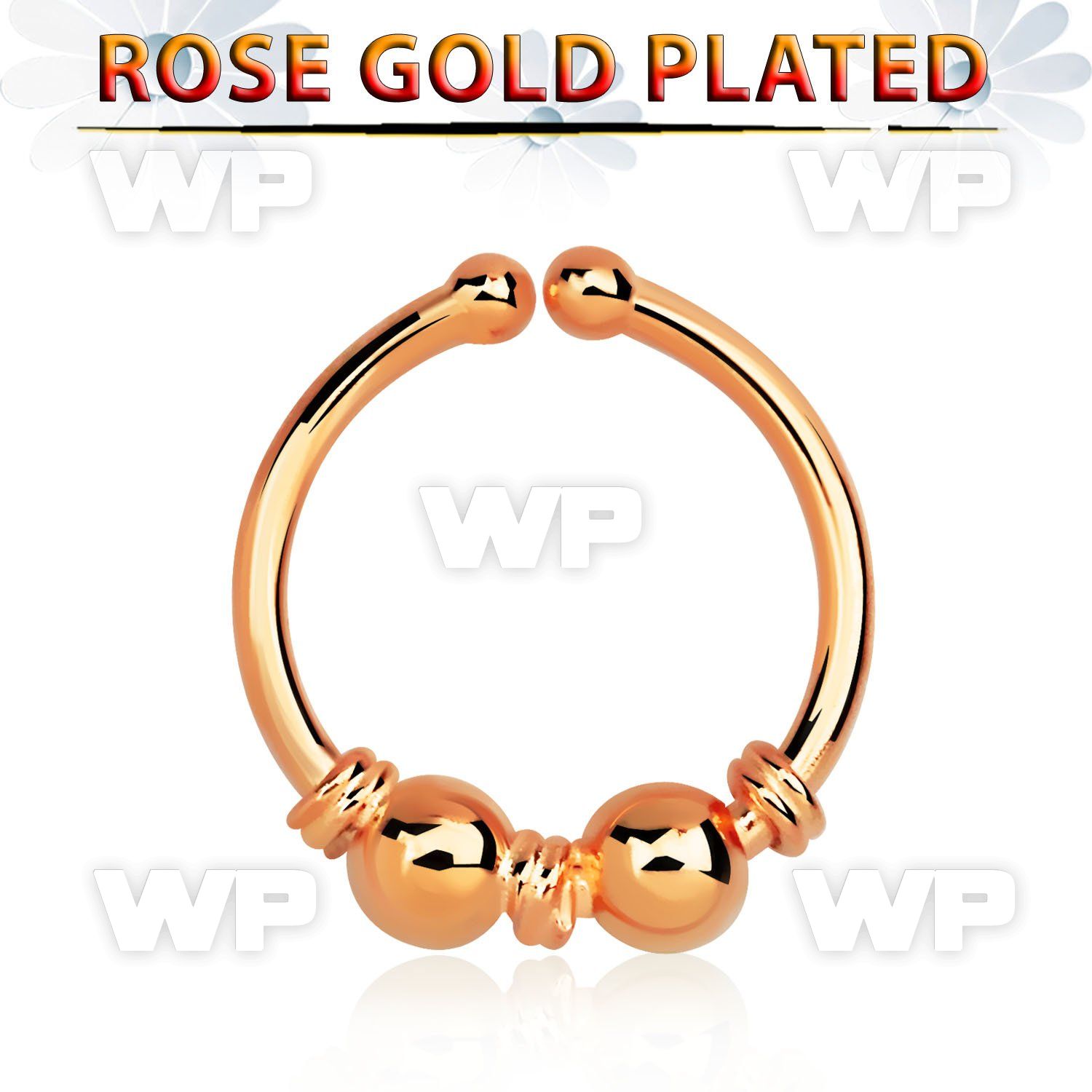 a33wmekb silver fake septum ring w real rose gold plating w two septum piercing