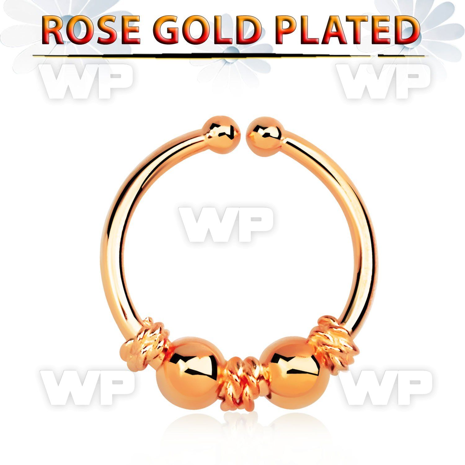 a33wmekd silver fake septum ring w real rose gold plating w a bali septum piercing