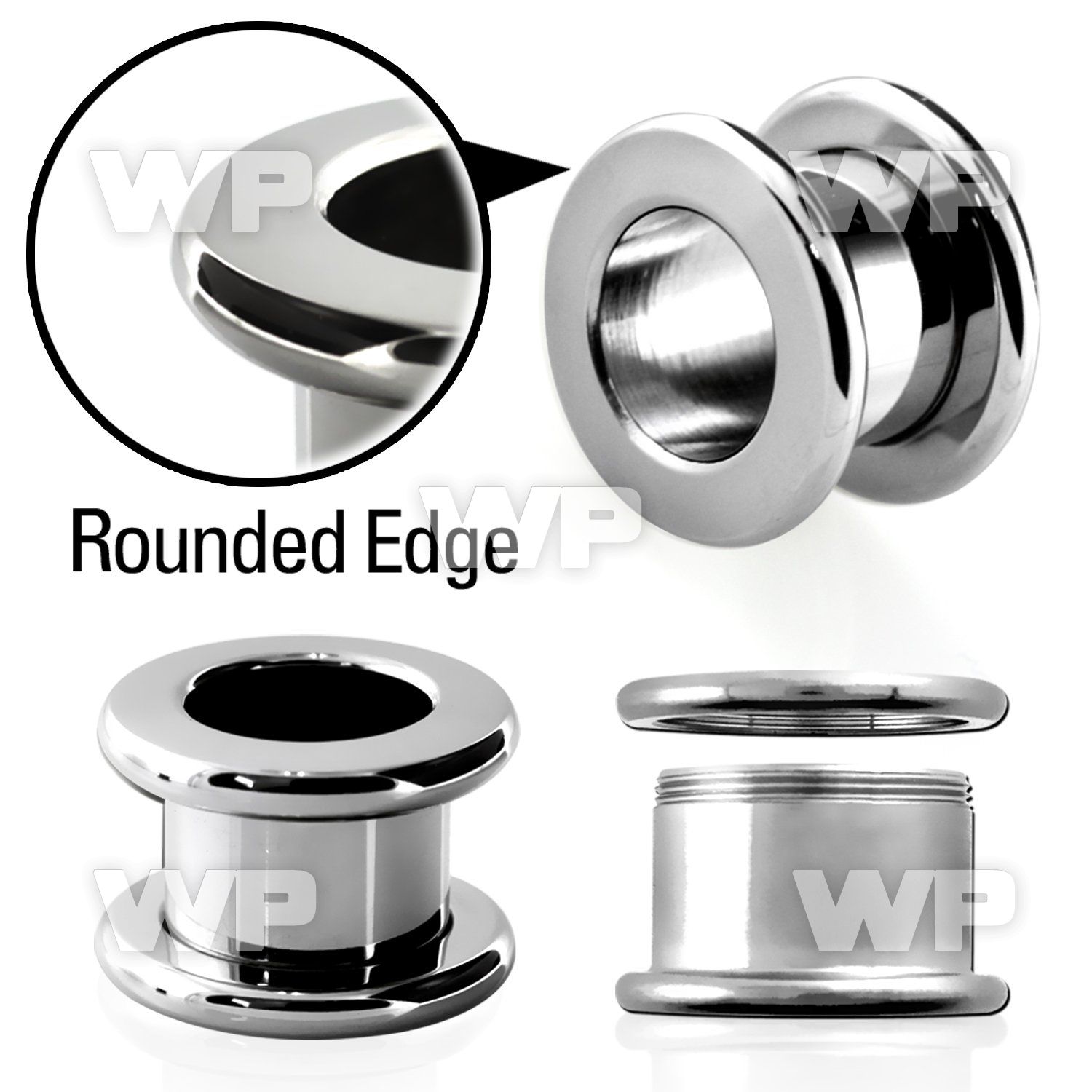 admi surgical steel screw fit flesh tunnel plug rounded edges ear lobe piercing