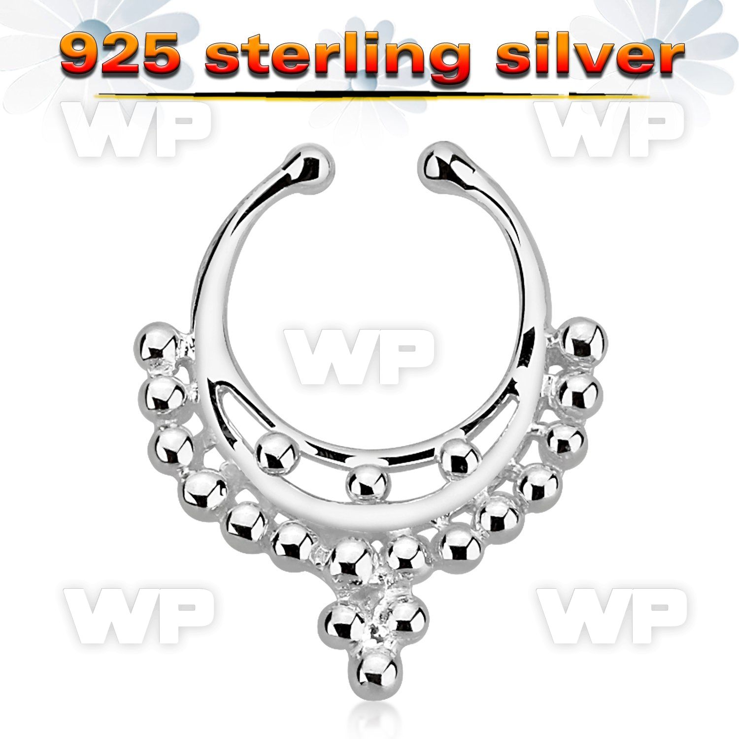 agsepd9 silver fake septum clicker, w a indian inspired design 