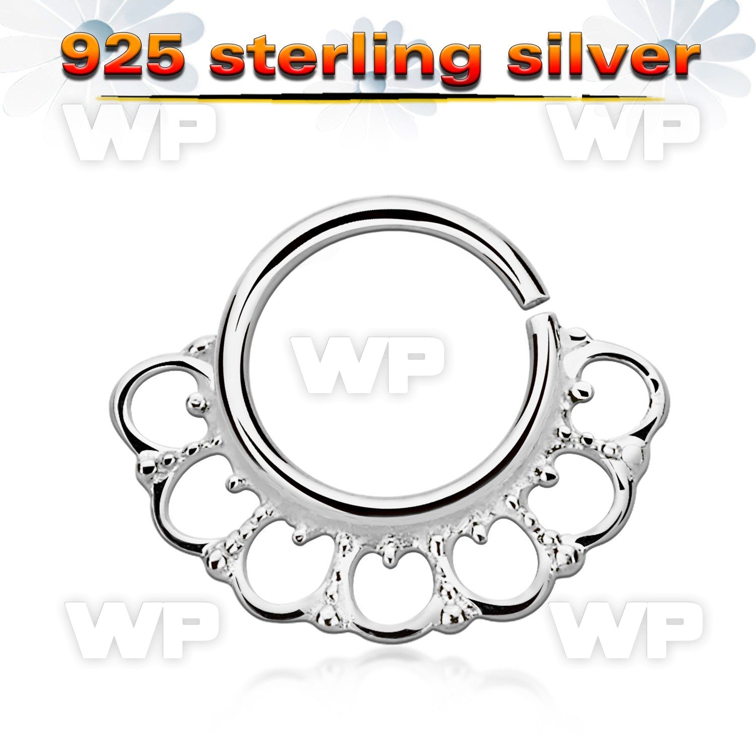 agsepv8 925 silver septum ring in a wide indian design