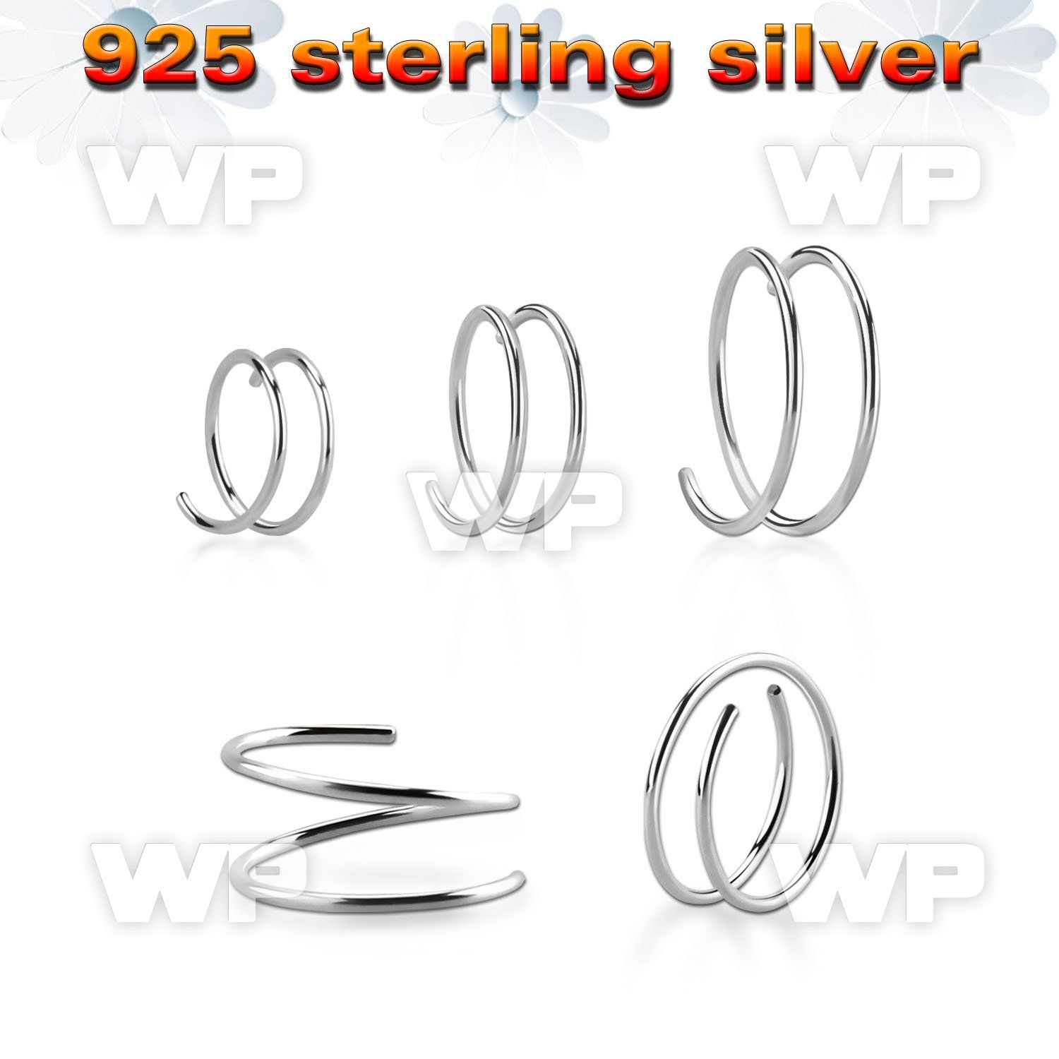 agspr22 sterling silver spiral nose ring, 22g (0.6mm)