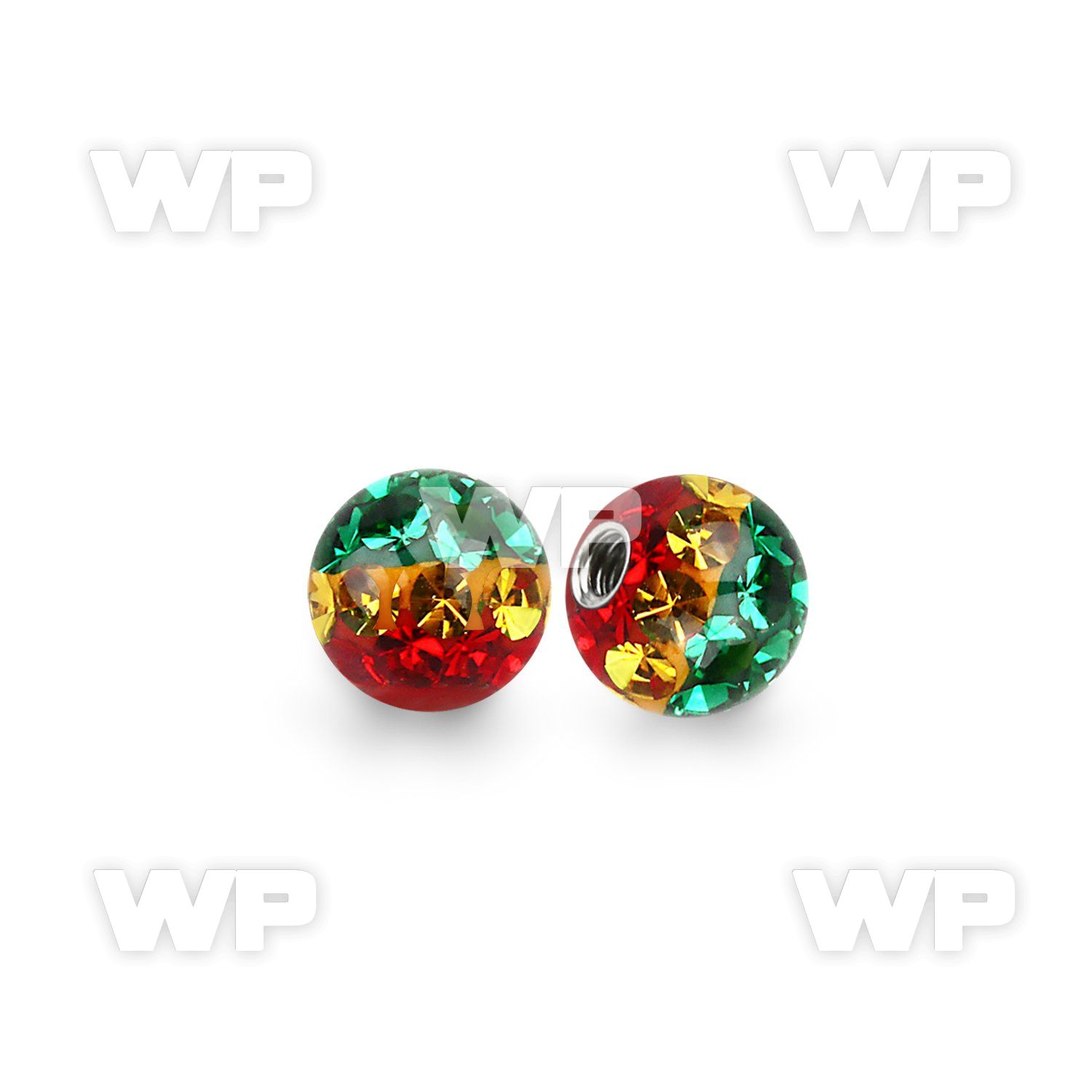 ajdas 5mm ball ferido glued multi crystal rasta color stripes 