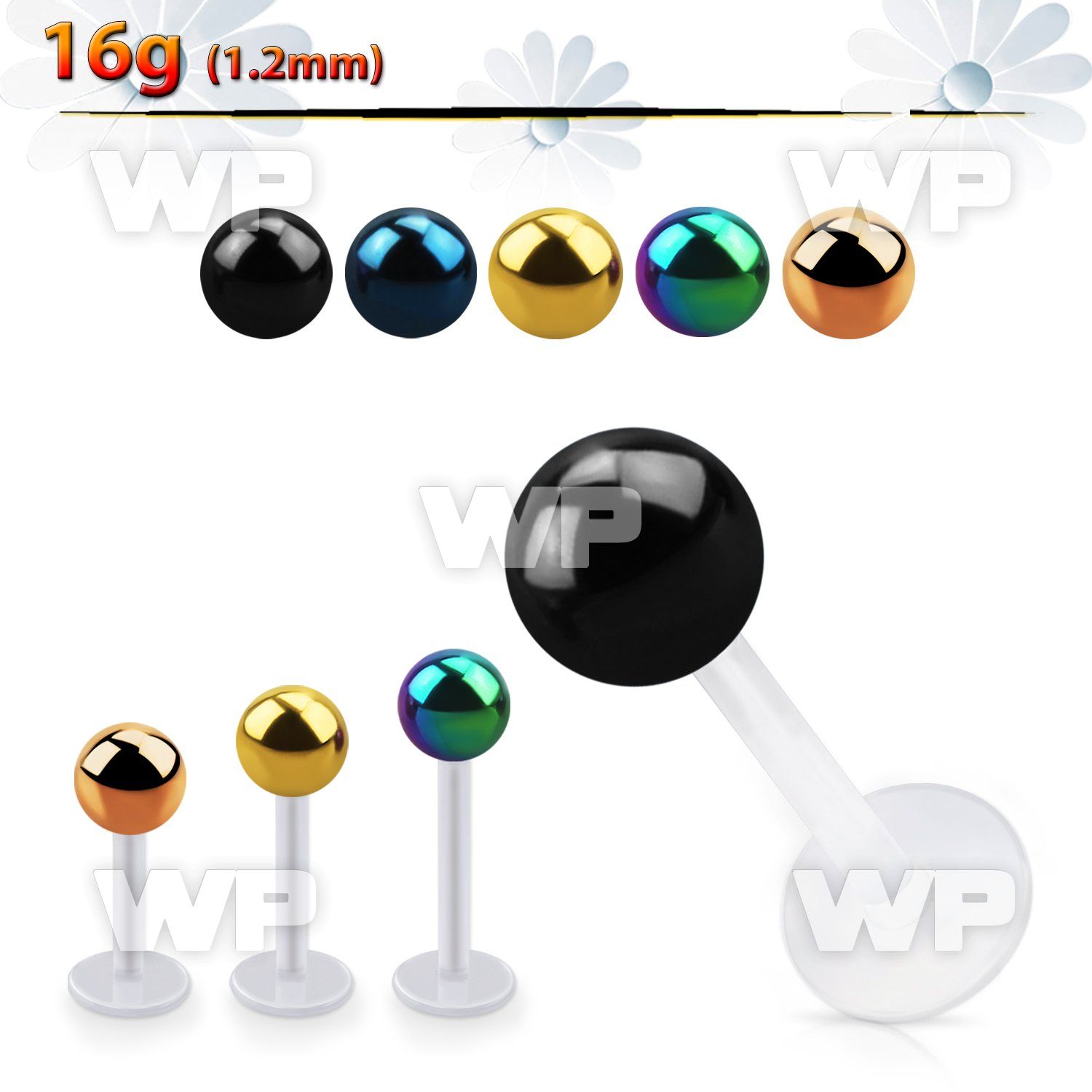 albtb5 bio  flex labret with 5mm pvd plated steel ball