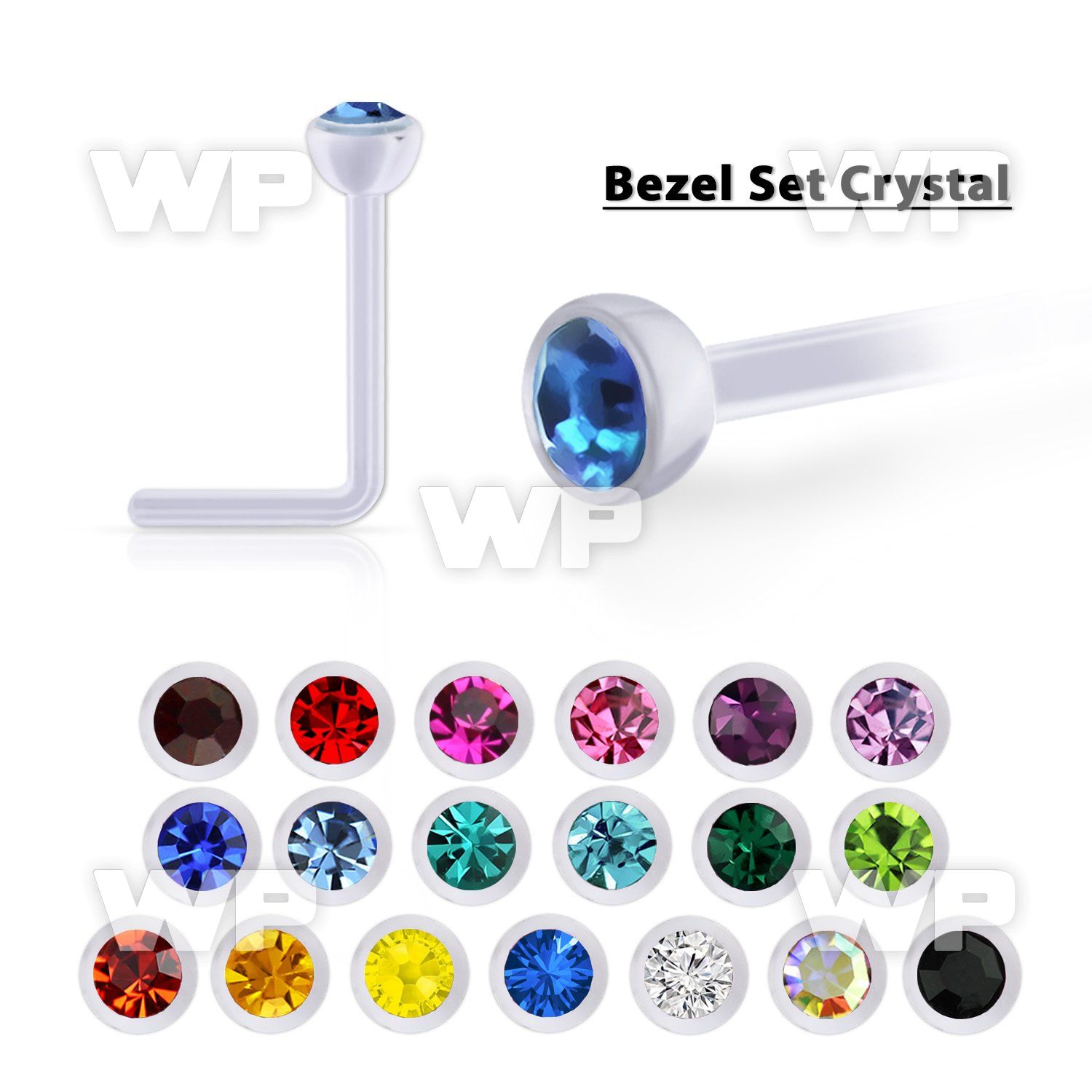 ansbc2 bio  flex nose stud w 2mm bezel set swarovski crystal