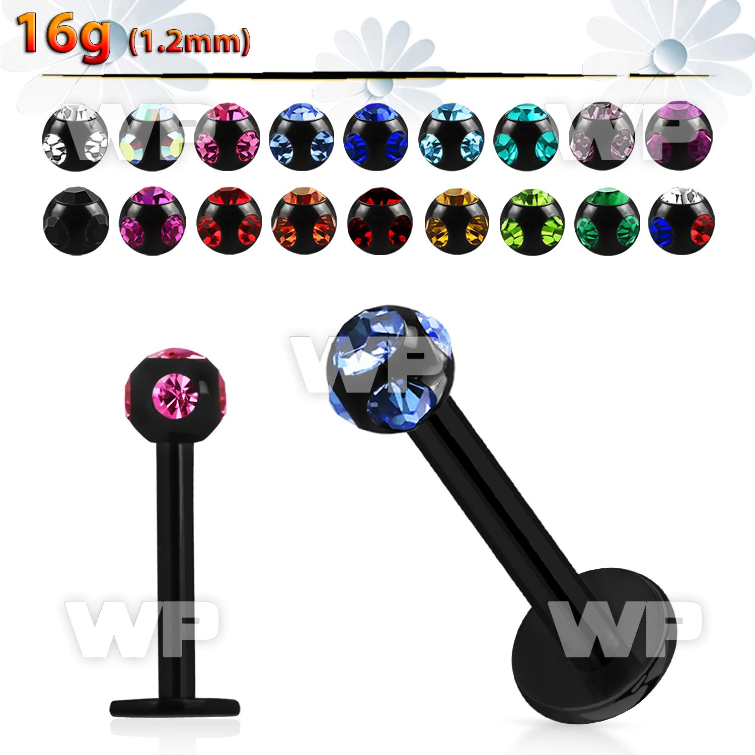 b4267 black ion plated surgical steel internally threaded labre lower lip piercing