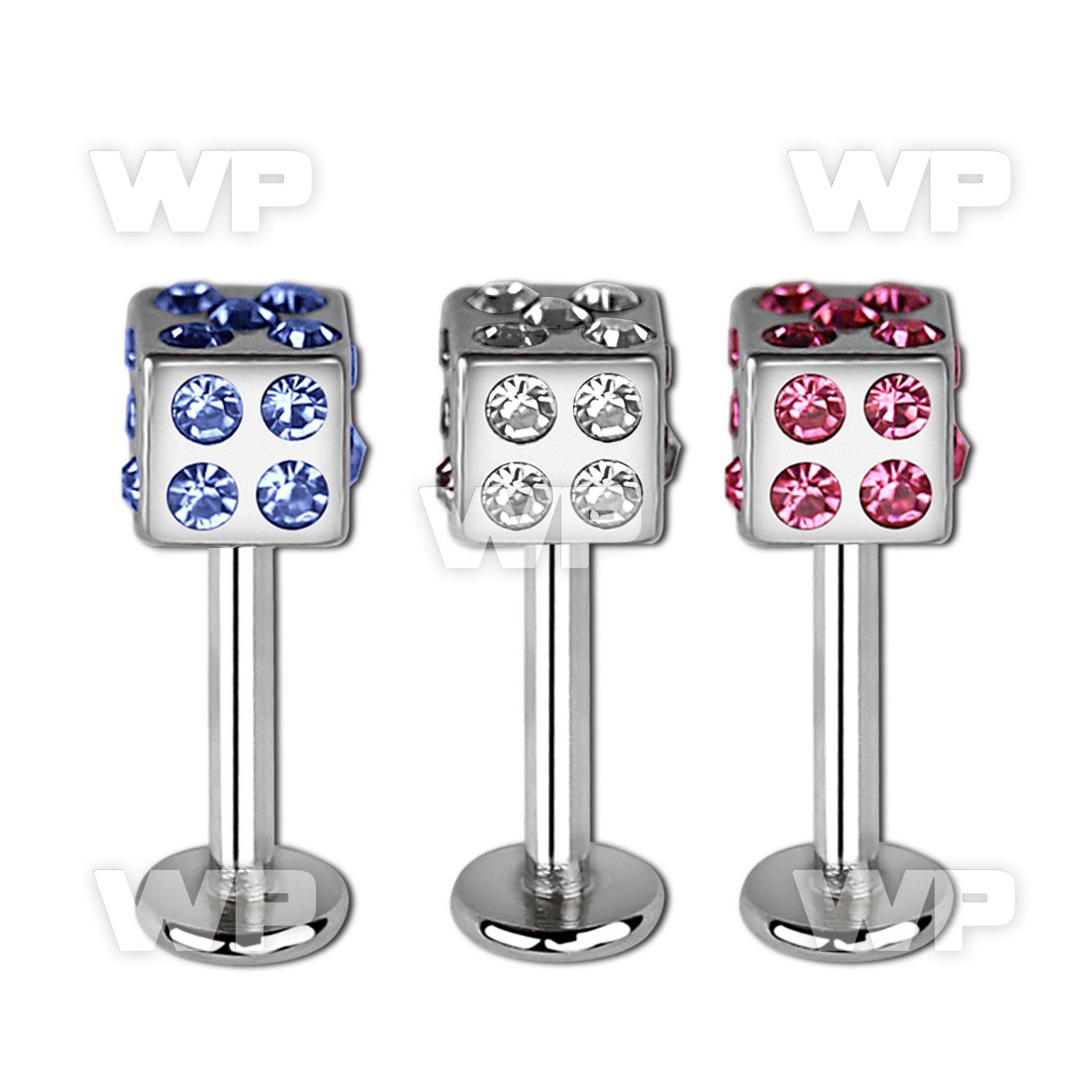b43160 surgical steel labret stud 1 2mm 4mm steel multi crystal lower lip piercing
