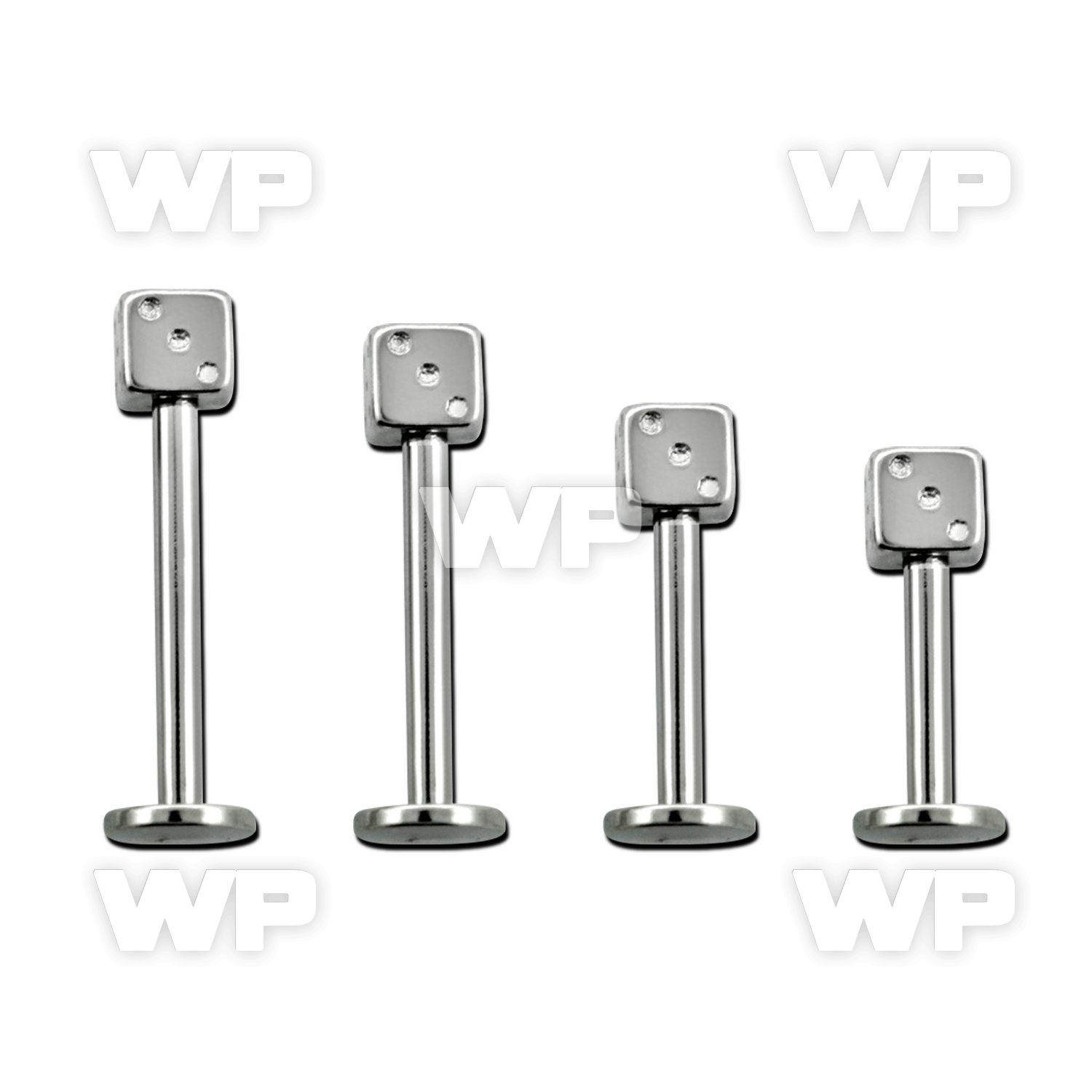 b4318z surgical steel labret stud 1 2mm 3mm dice lower lip piercing