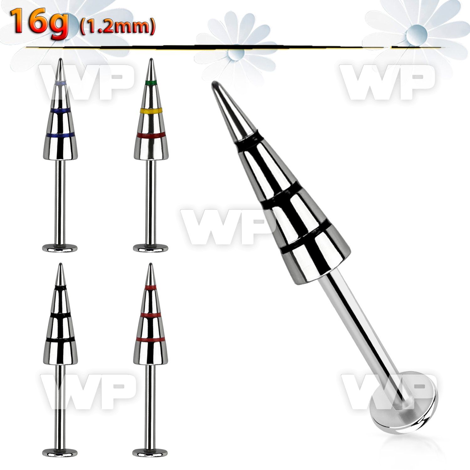 b46unb surgical steel color stripe labret stud 1 2mm 4x12mm spi lower lip piercing