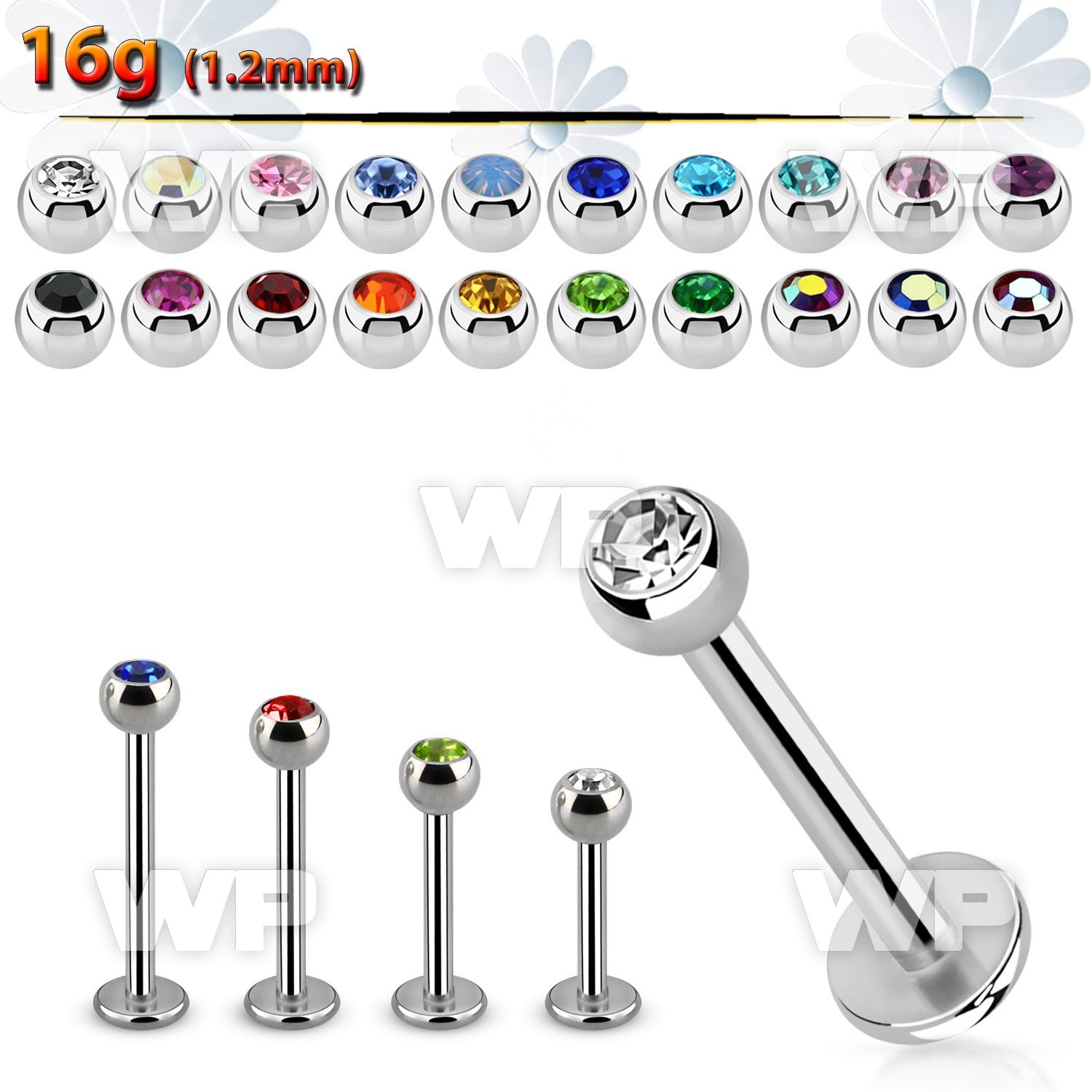 b46z surgical steel labret stud 1 2mm 3mm press fit jewel bal lower lip piercing