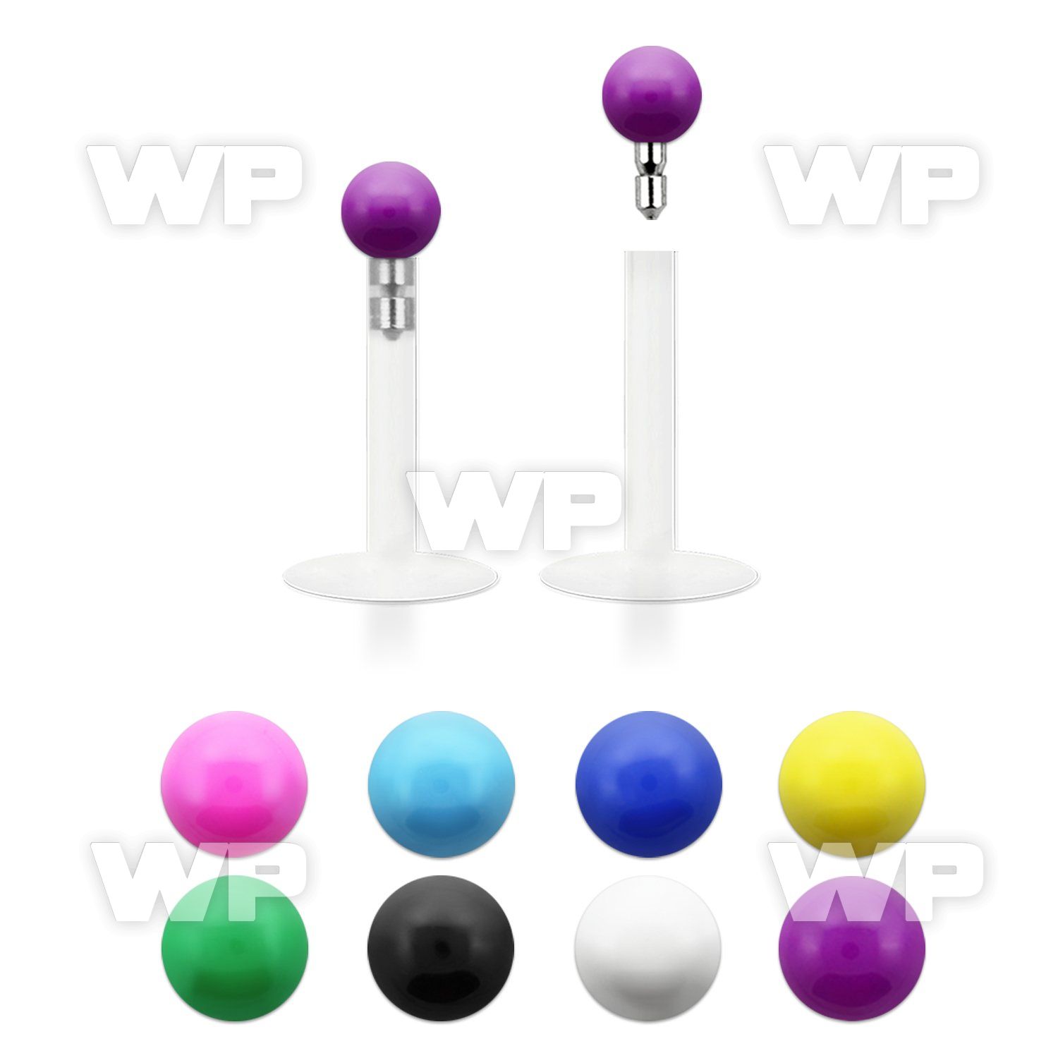 b48374ks bio flex labret 1 2mm push in 2 5mm solid color acrylic lower lip piercing