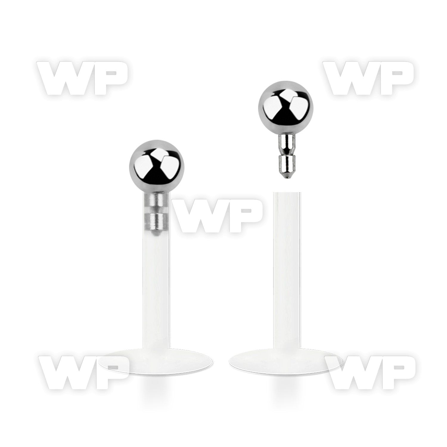 b484k bio flex labret stud 1 2mm 2mm push in steel ball lower lip piercing