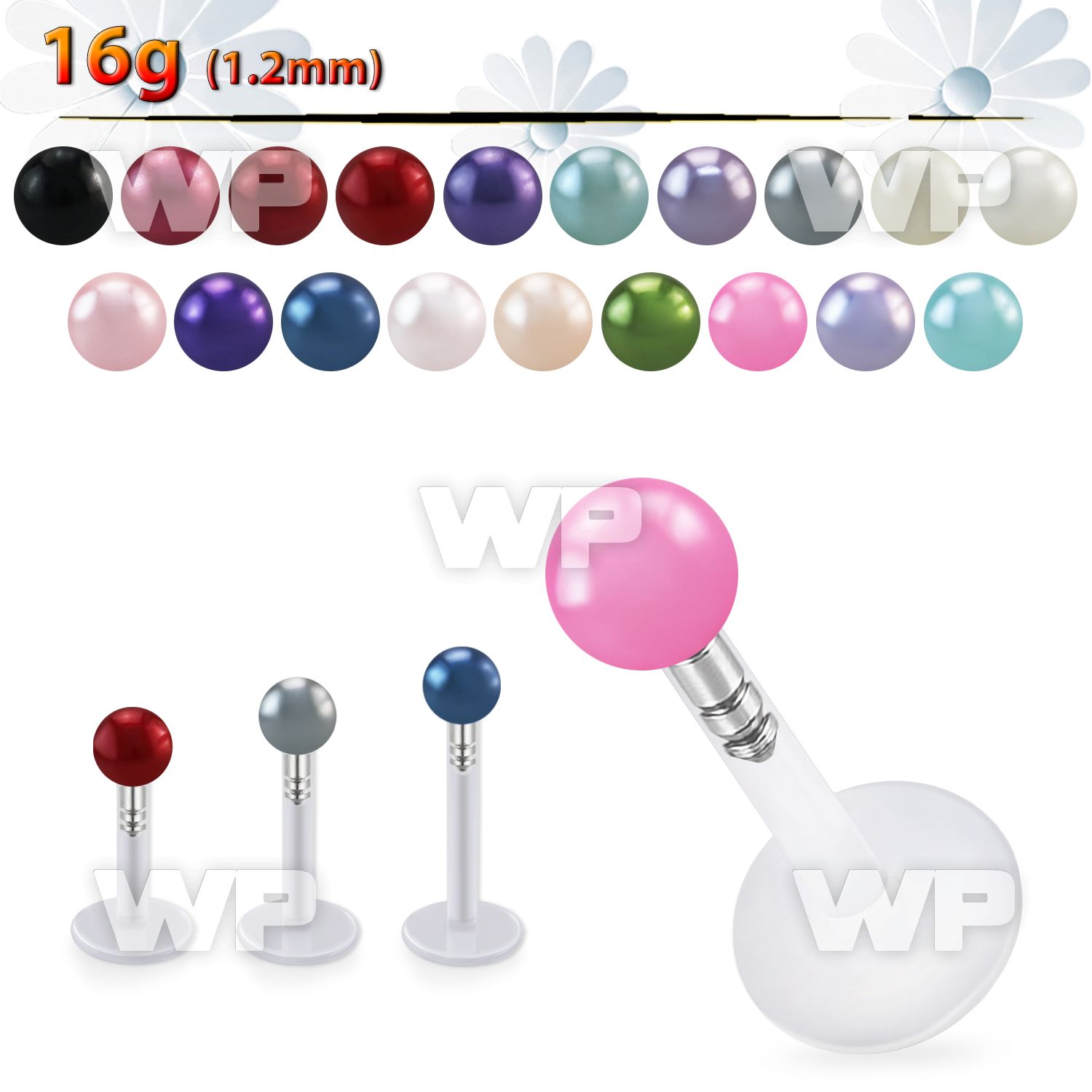 b48maz bio flex labret 1 2mm push in 3mm faux pearl ball lower lip piercing