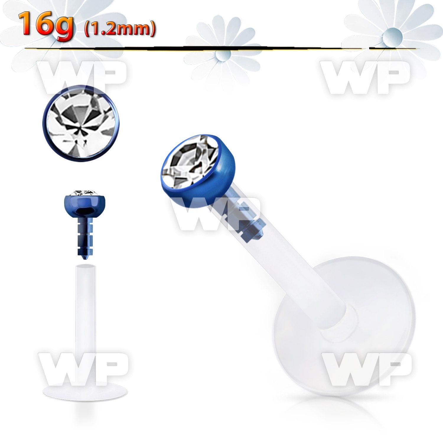 b48rc bio flex labret stud 1 2mm clear press fit jewel ball lower lip piercing