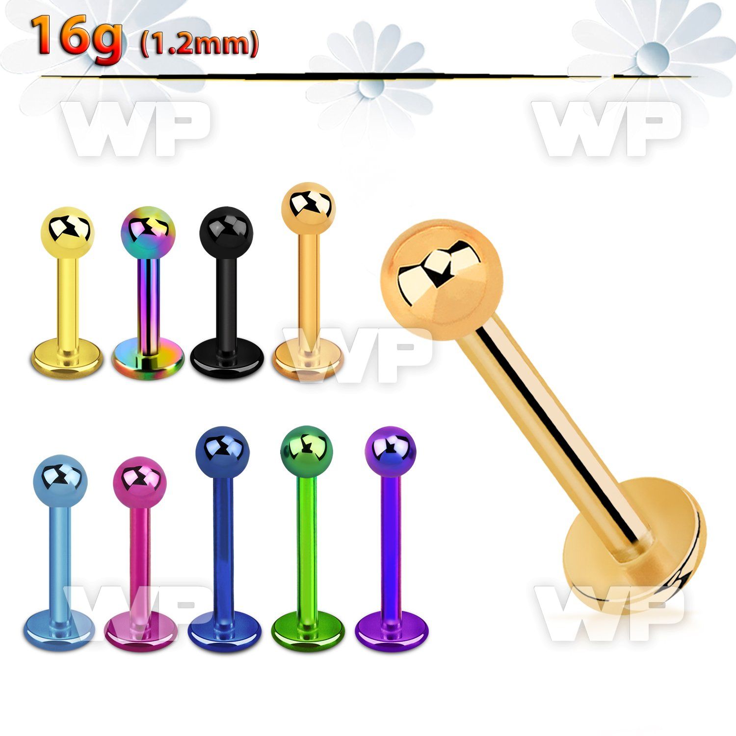 b4r4z ion plated 316 steel labret 1 2mm 3mm ball lower lip piercing