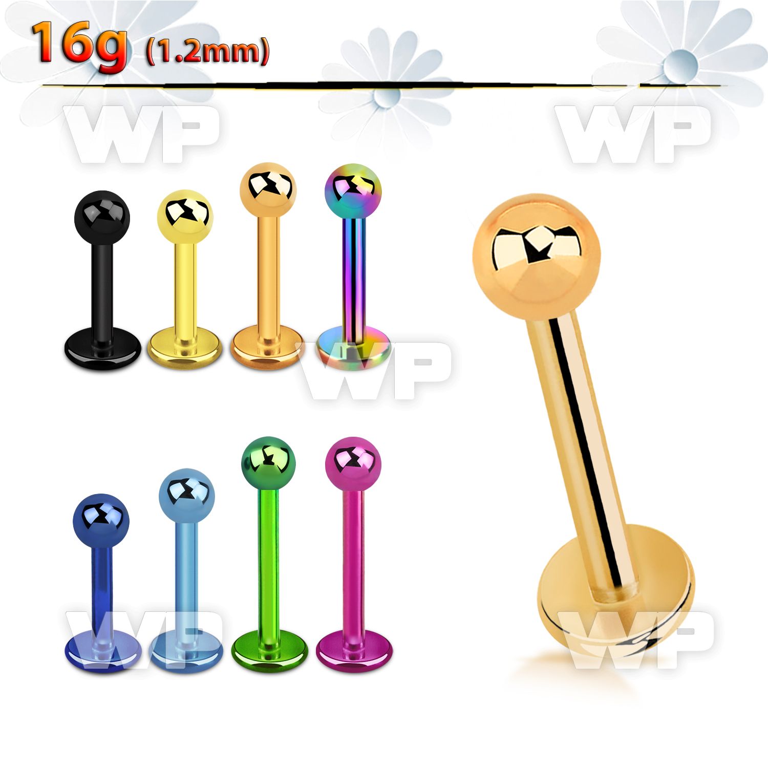 b4r4z ion plated 316 steel labret 1 2mm 3mm ball lower lip piercing
