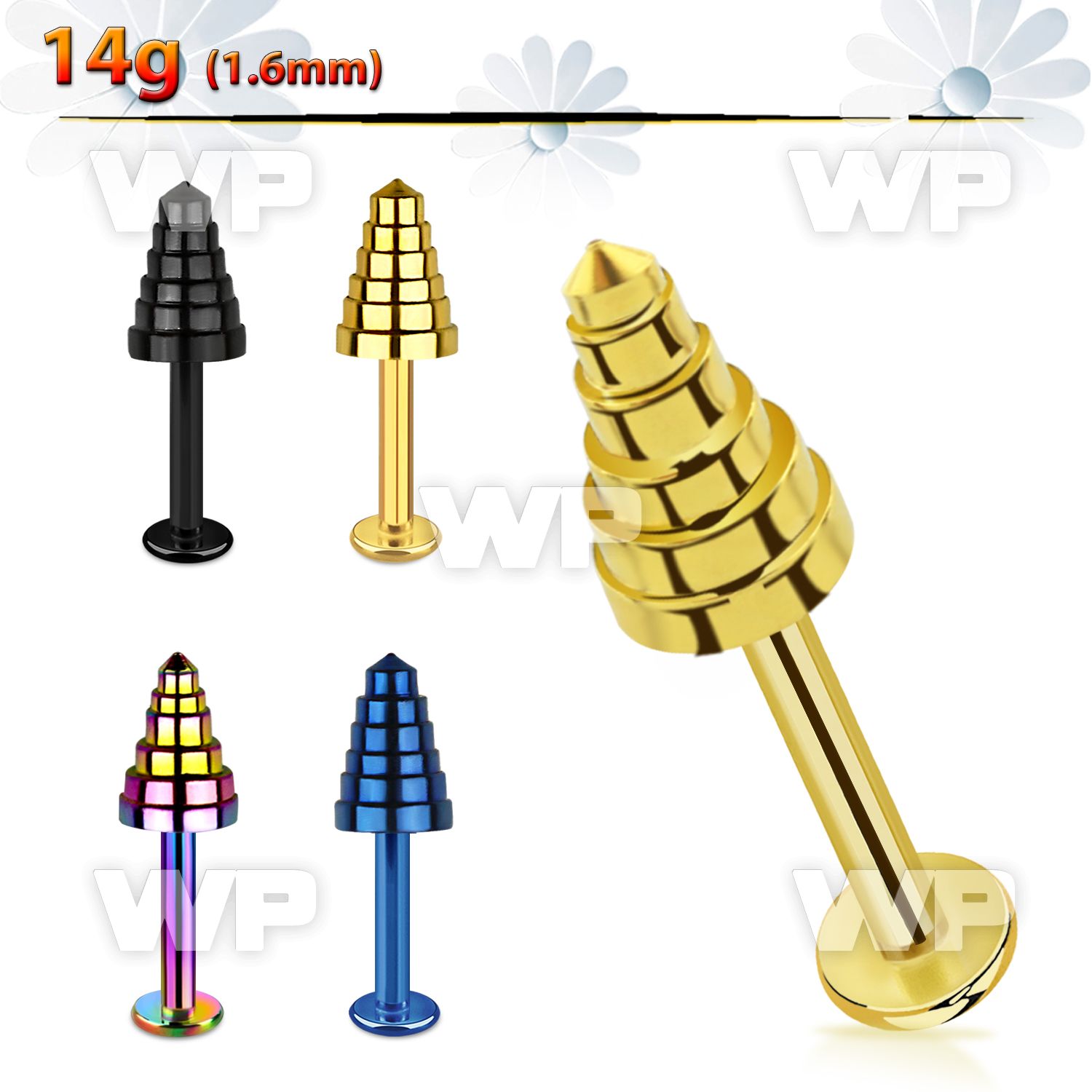 b4rfu0 ion plated 316l steel labret stud 1 6mm 4mm layered lower lip piercing