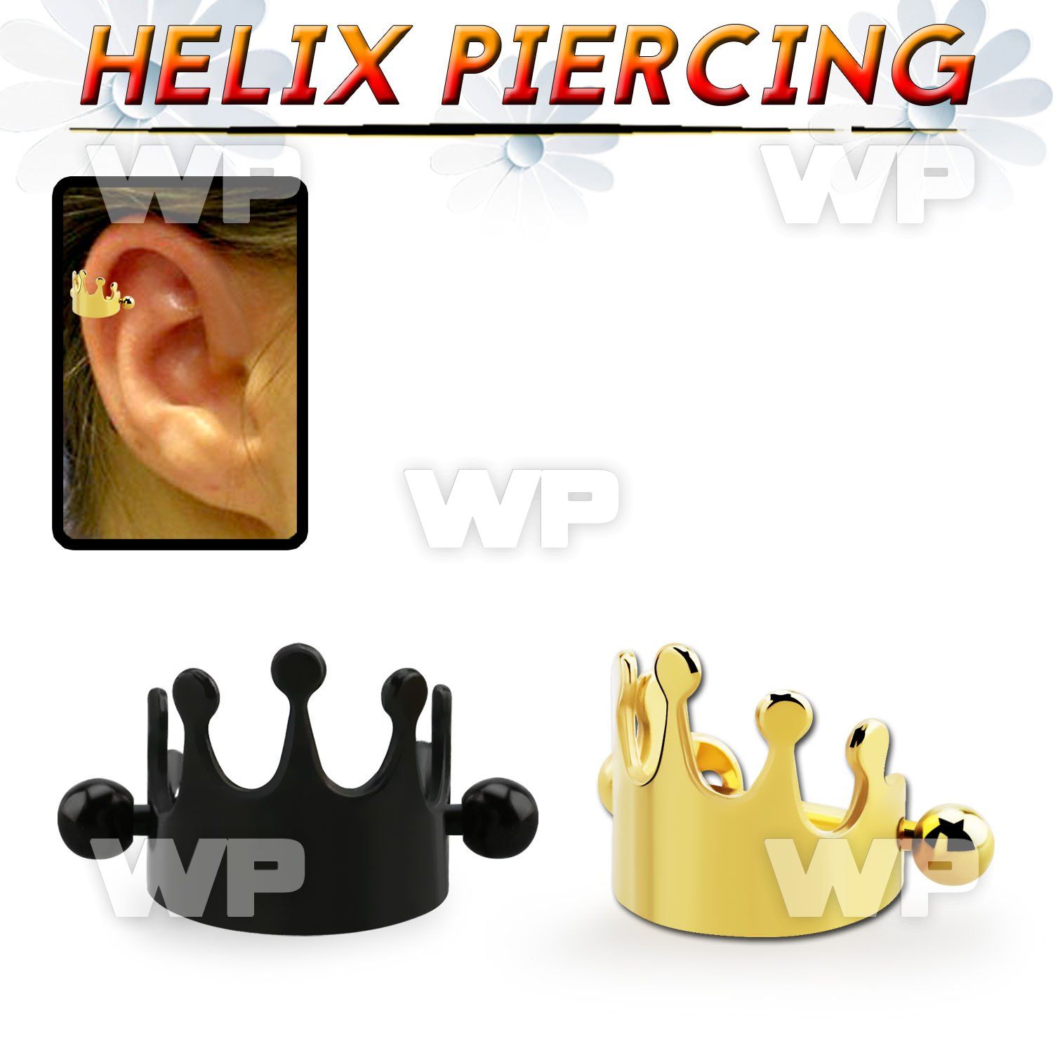 bbert65 anodized cartilage piercing crown w two 3mm balls