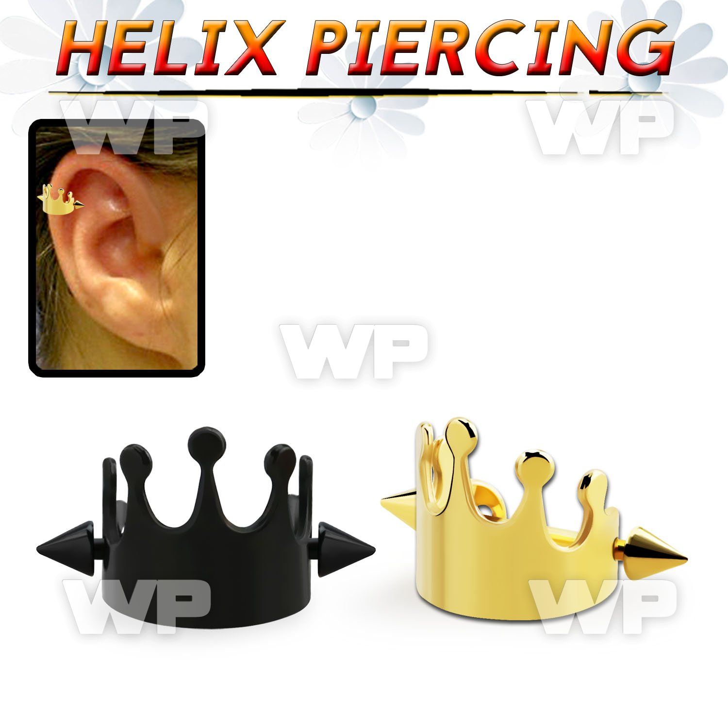 bbert66 anodized cartilage piercing crown w two 3mm cones