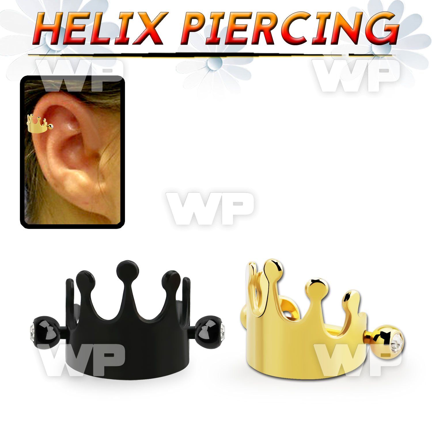bbert67 anodized cartilage piercing crown w two 3mm jewel ball