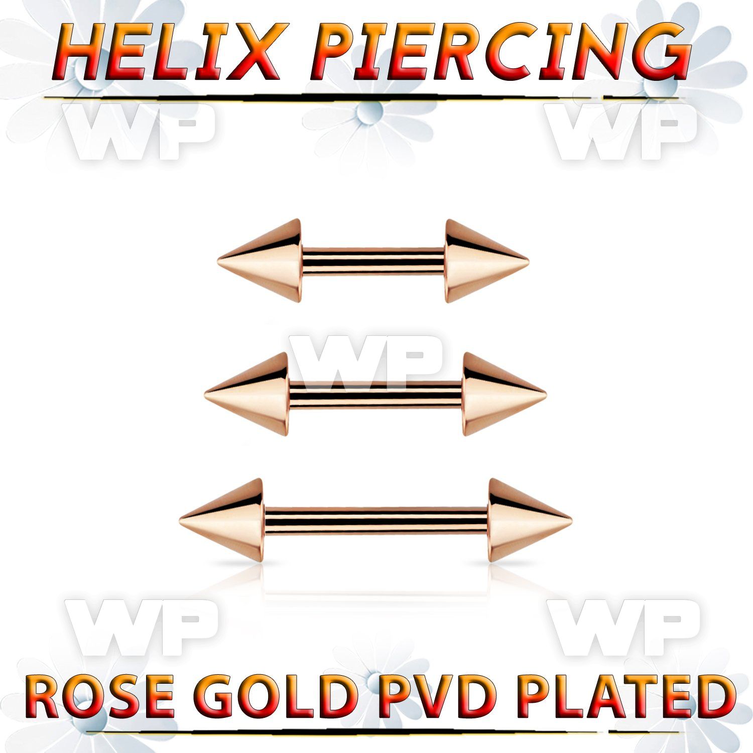 bbertt59 rose gold steel eyebrow or helix barbell w 2 5mm cones