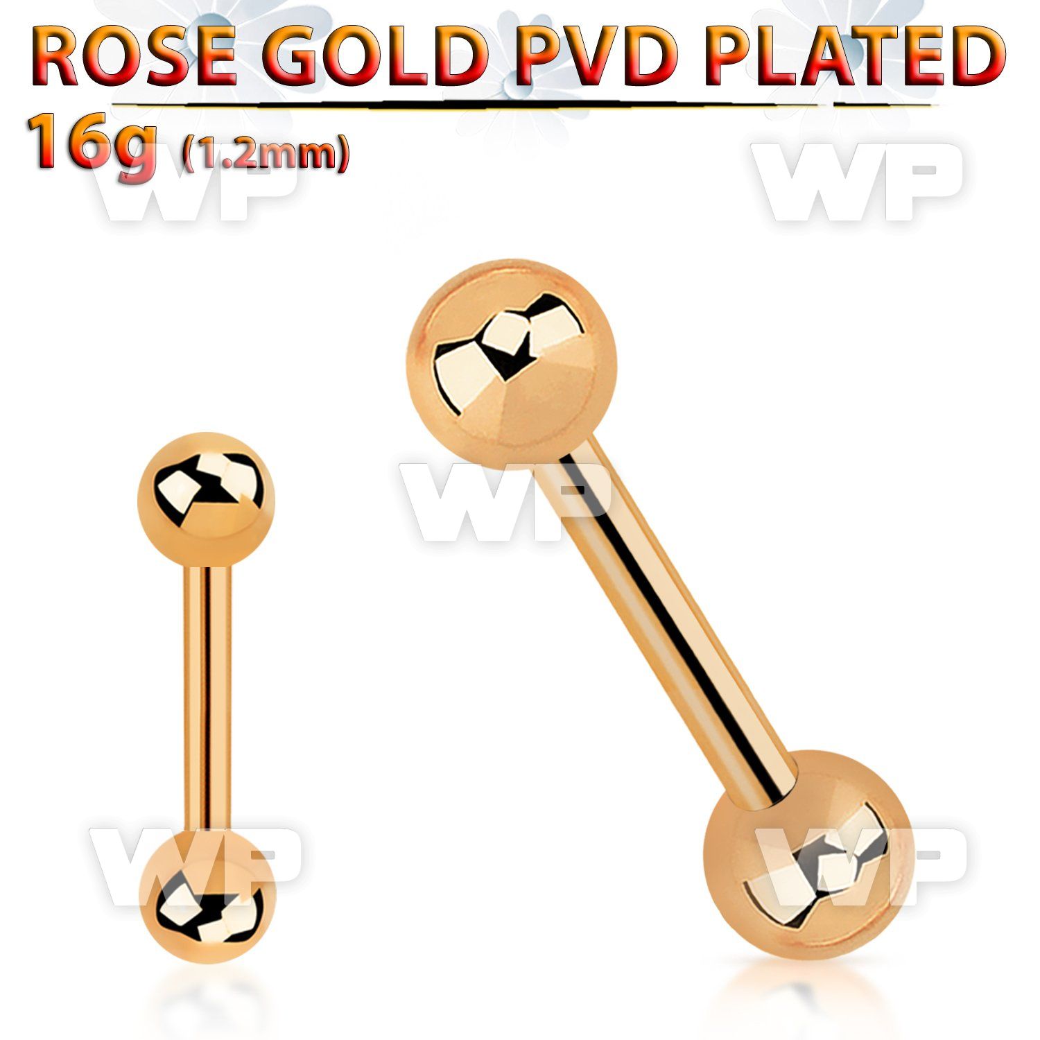 bbettb4 rose gold steel eyebrow barbell w 2 4mm balls