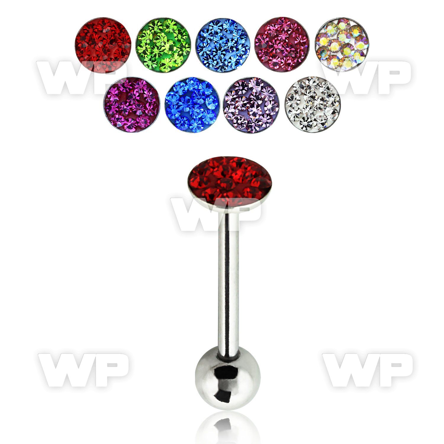 bbfcs3 316l steel tongue barbell with 5 5mm crystal head