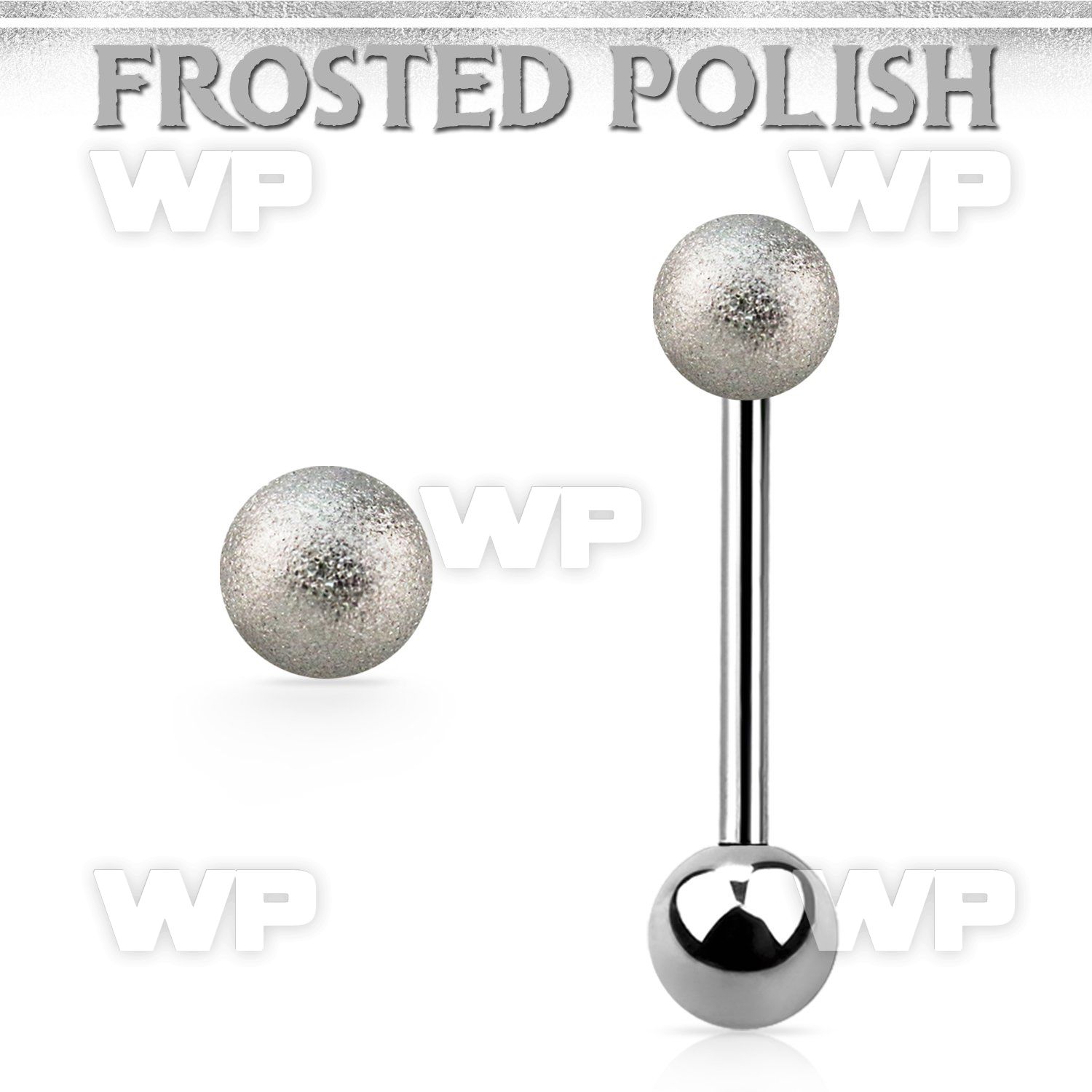 bbfo5 surgical steel tongue barbell w 5mm frosted steel ball