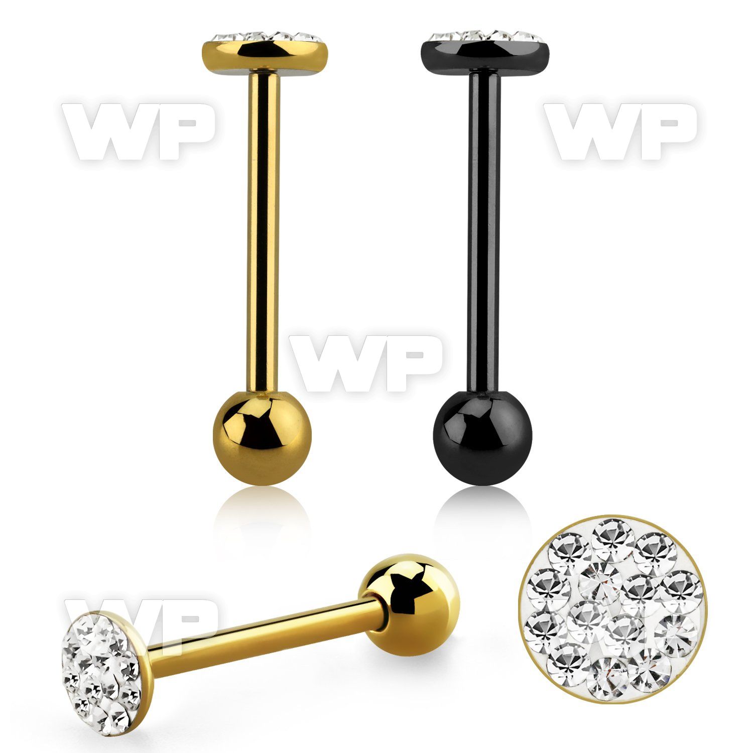 bbmtj9 tongue barbell w 6mm multi crystal top no resin cover