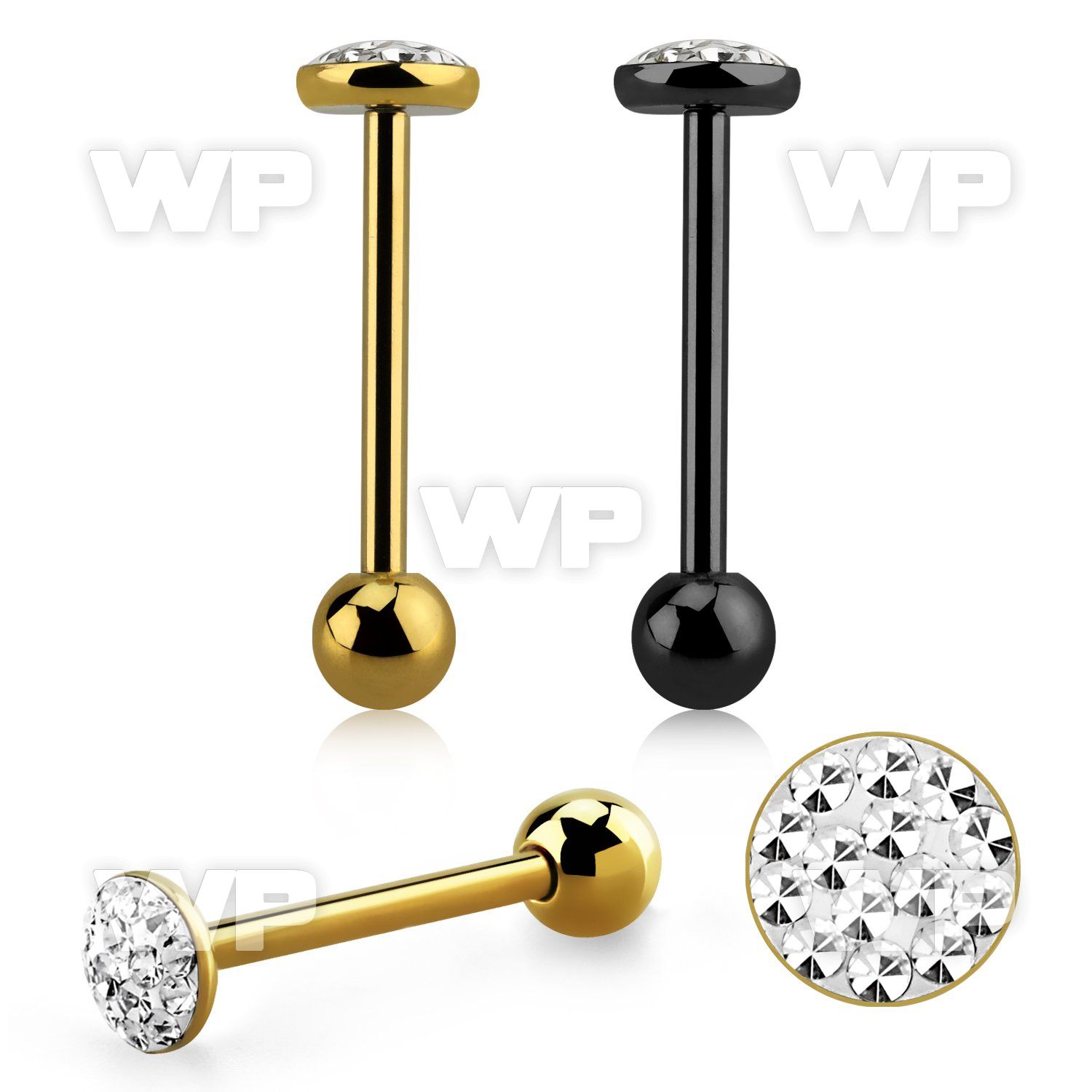 bbmtj9x tongue barbell w 6mm multi crystal top with resin cover