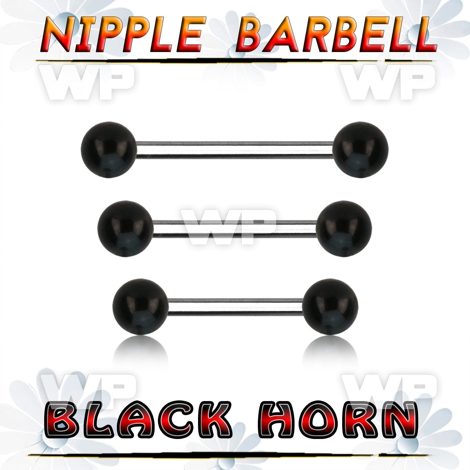 bbnpwk5 organic nipple barbell w two 5mm black horn balls