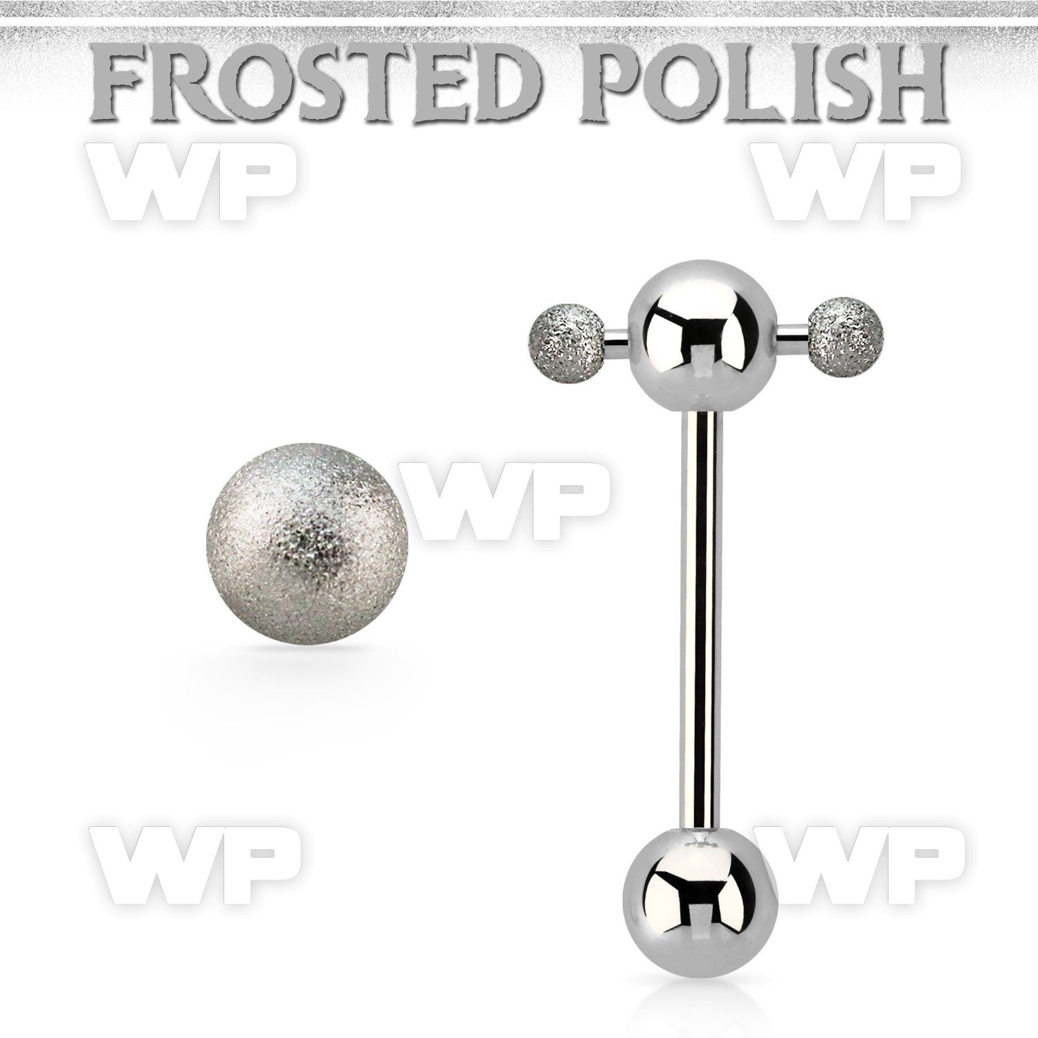 bbspnfo steel spinner tongue barbell w 2 3mm frosted steel balls