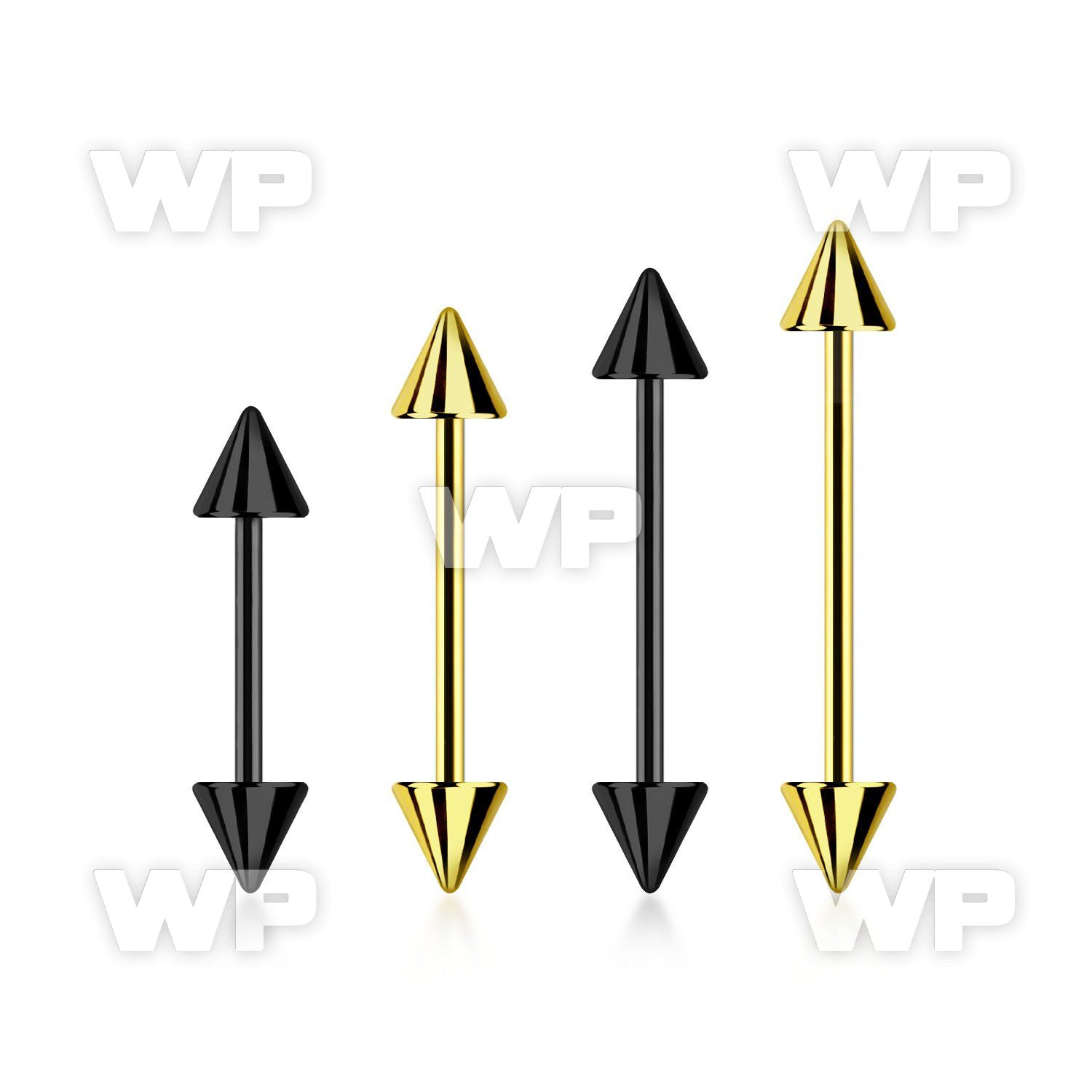 bbt20cn anodized 316l steel eyebrow barbell, 20g w 3mm cones