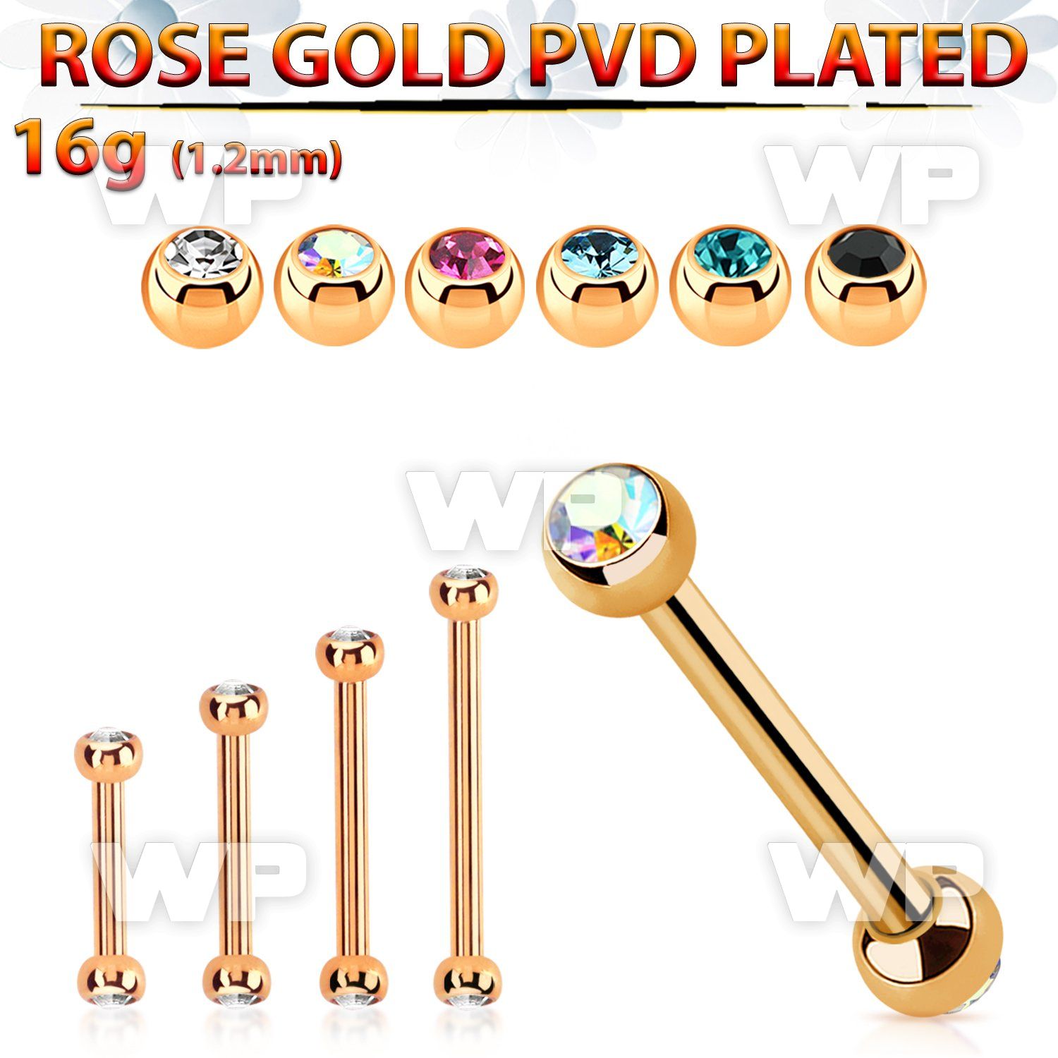 bbttjb25 rose gold steel eyebrow barbell w tiny 2.5mm jewel balls