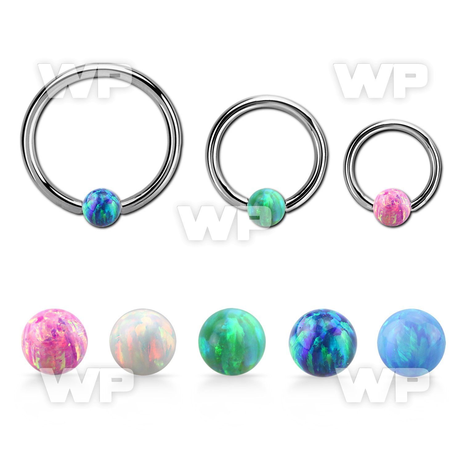 bcr14o4 316l steel ball closure ring 14g 4mm synthetic opal ball