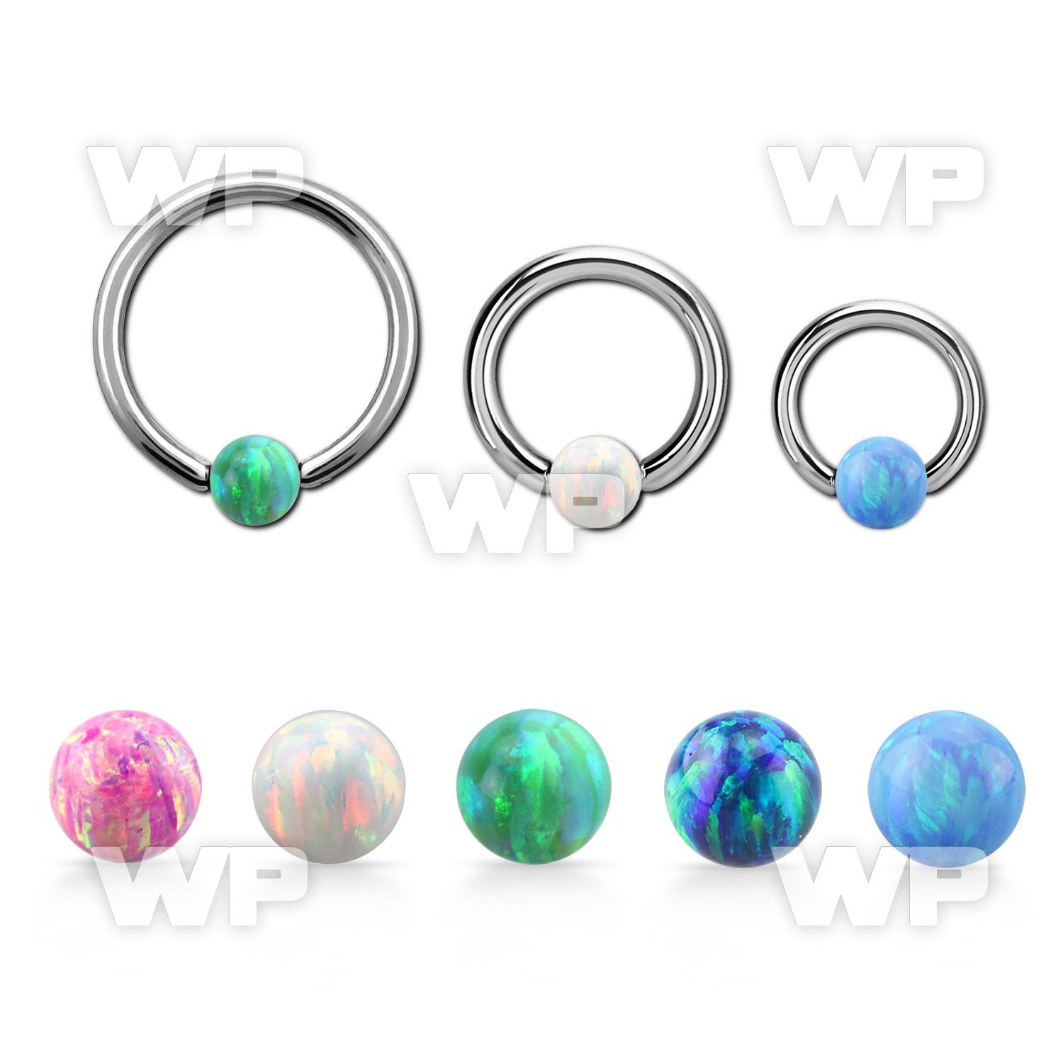 bcr16o5 316l steel ball closure ring 16g 5mm synthetic opal ball