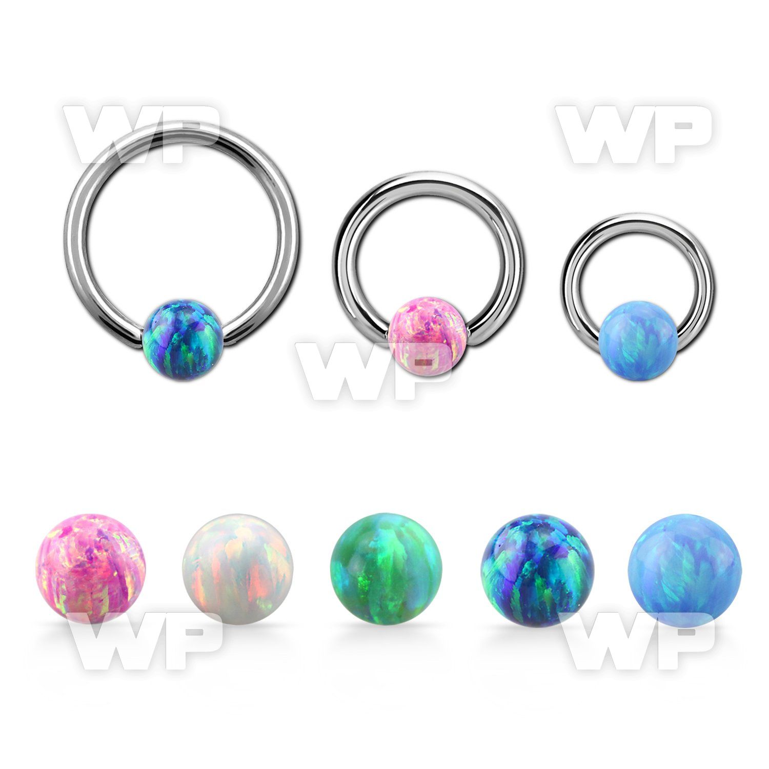 bcr16o6 316l steel ball closure ring 16g 6mm synthetic opal ball
