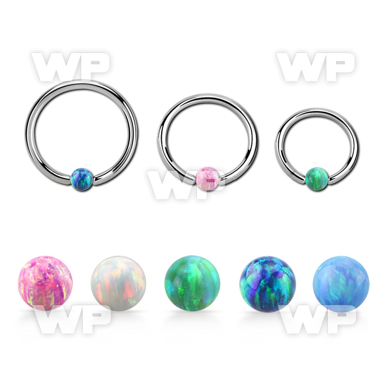 bcr18o3 316l steel ball closure ring 18g 3mm synthetic opal ball