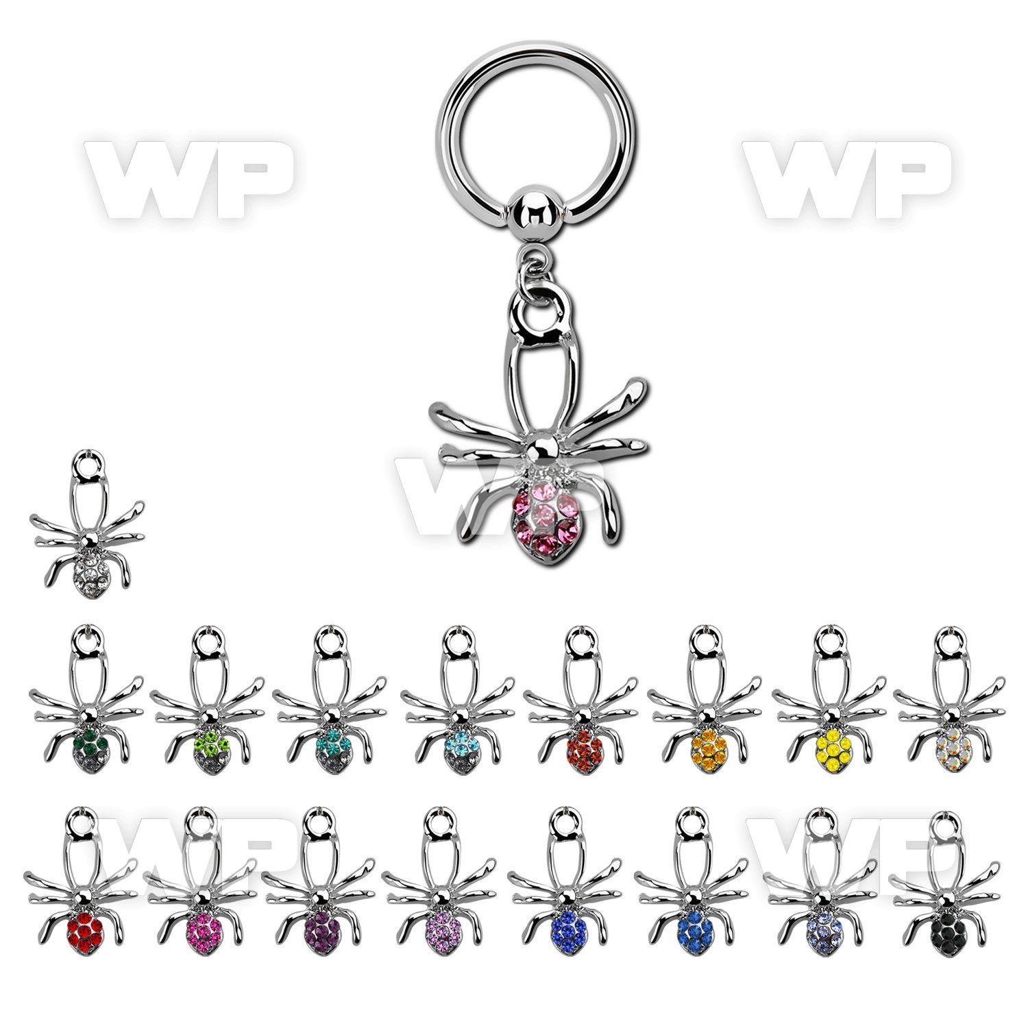 bcrg673 316l steel bcr 1.6mm w a crystal studded spider