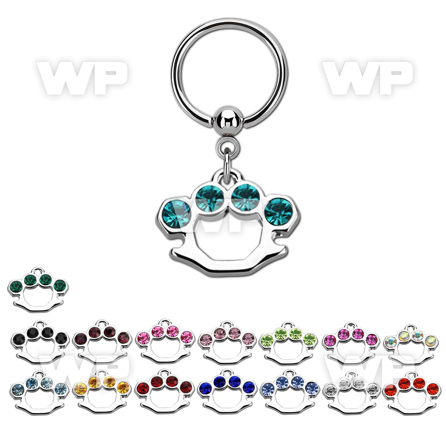 bcrs389 316l steel bcr 1.2mm w a brass knuckle design w crystals