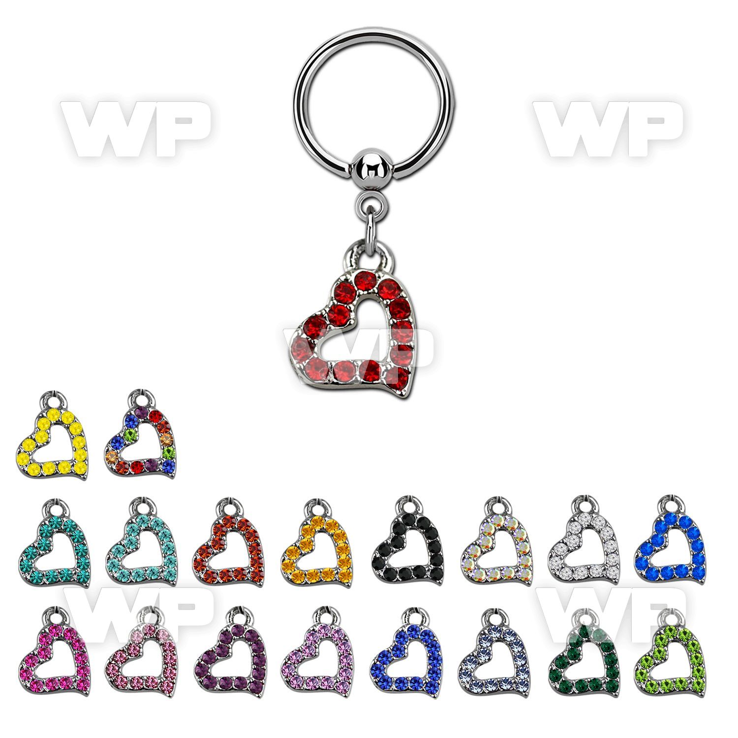 bcrs542 steel bcr 1.2mm w a crystal studded heart shaped design