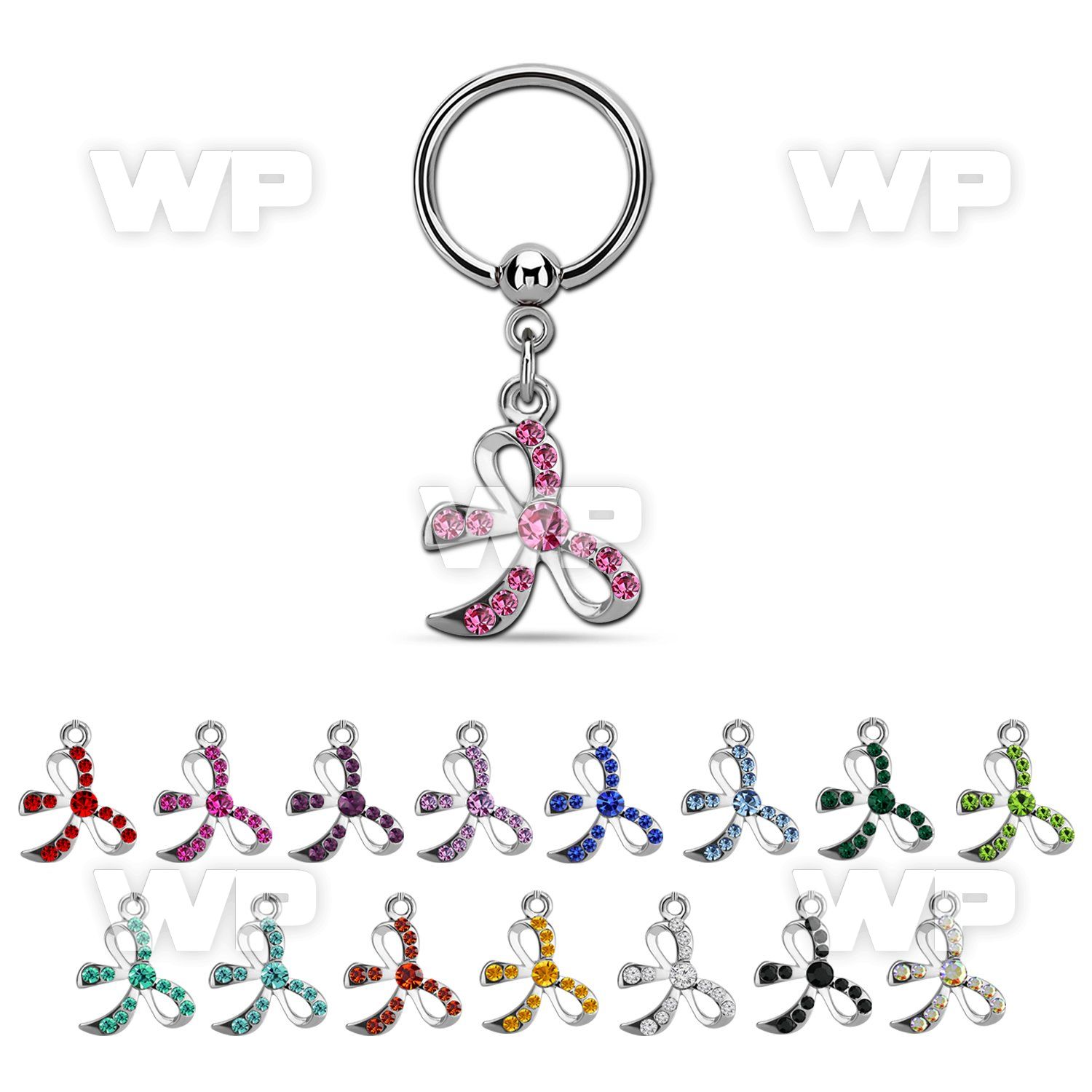 bcrs588 316l steel bcr 1.2mm w a crystal studded bow