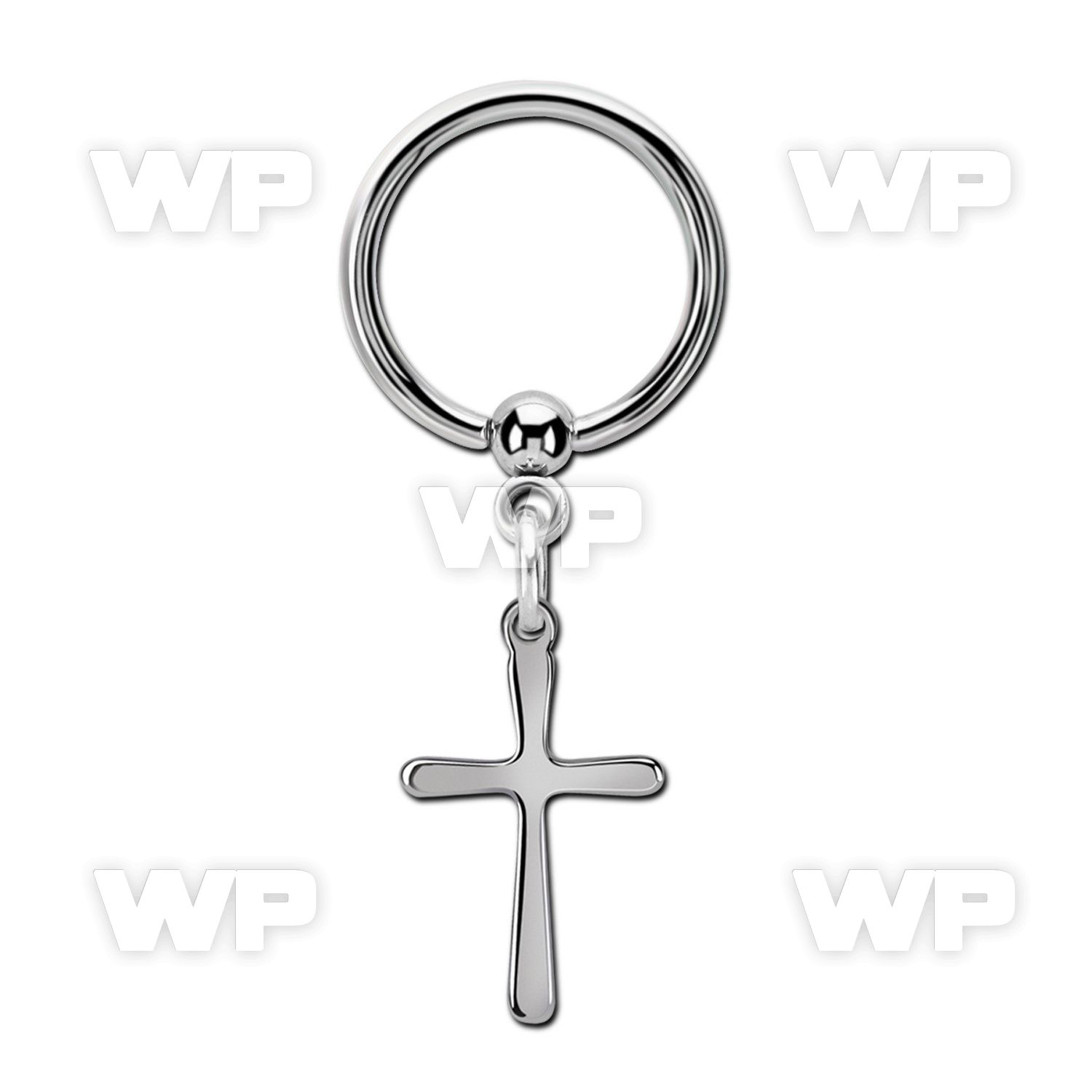 bcrscrs 316l steel ball closure ring 16g w plain simple cross