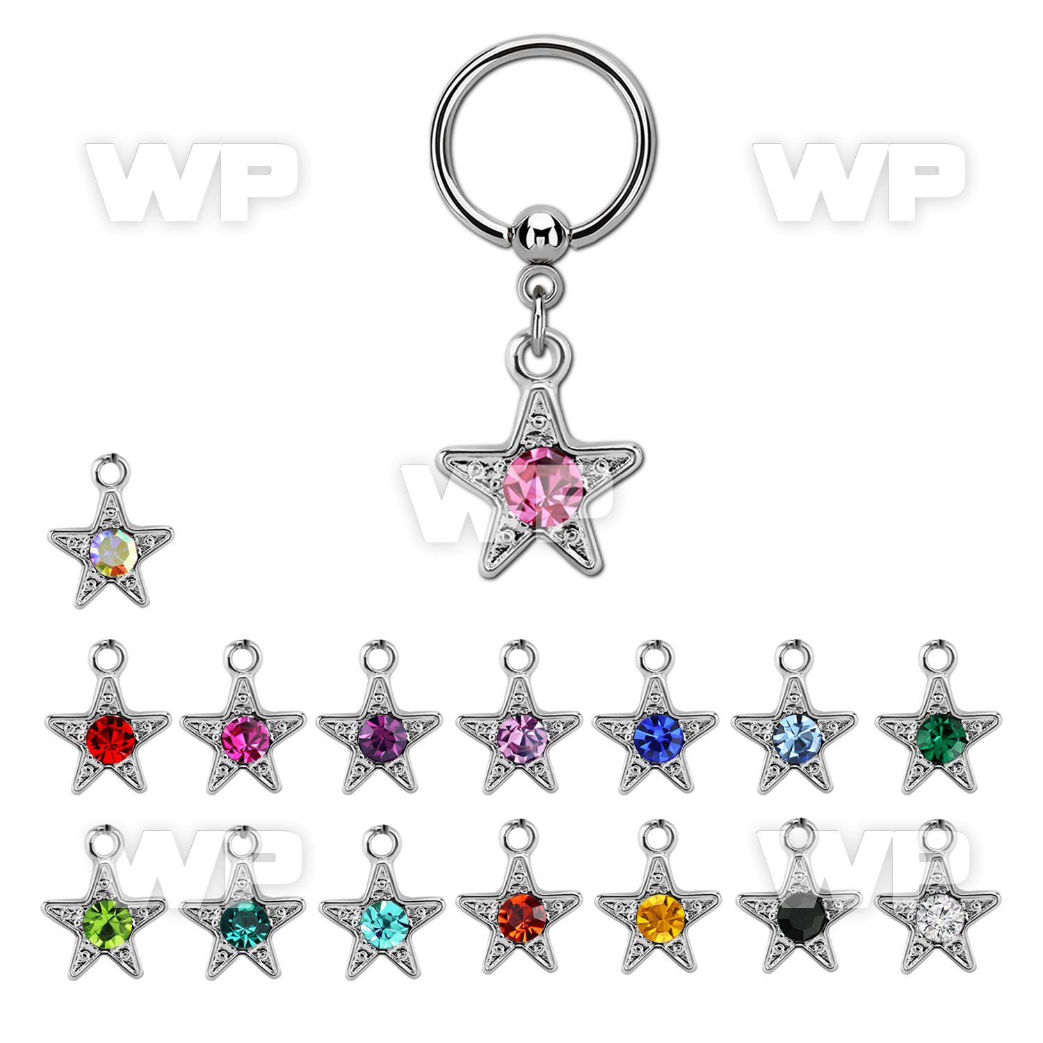 bcrssar 316l steel bcr 1.2mm w a a round crystal studded star
