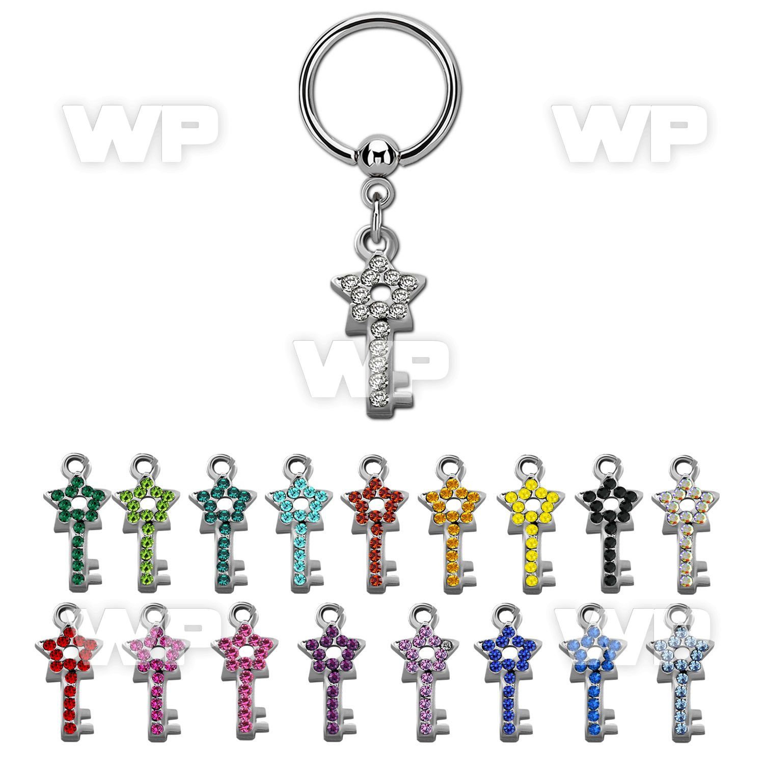 bcrsstky 316l steel bcr 1.2mm w a star key design with crystals 