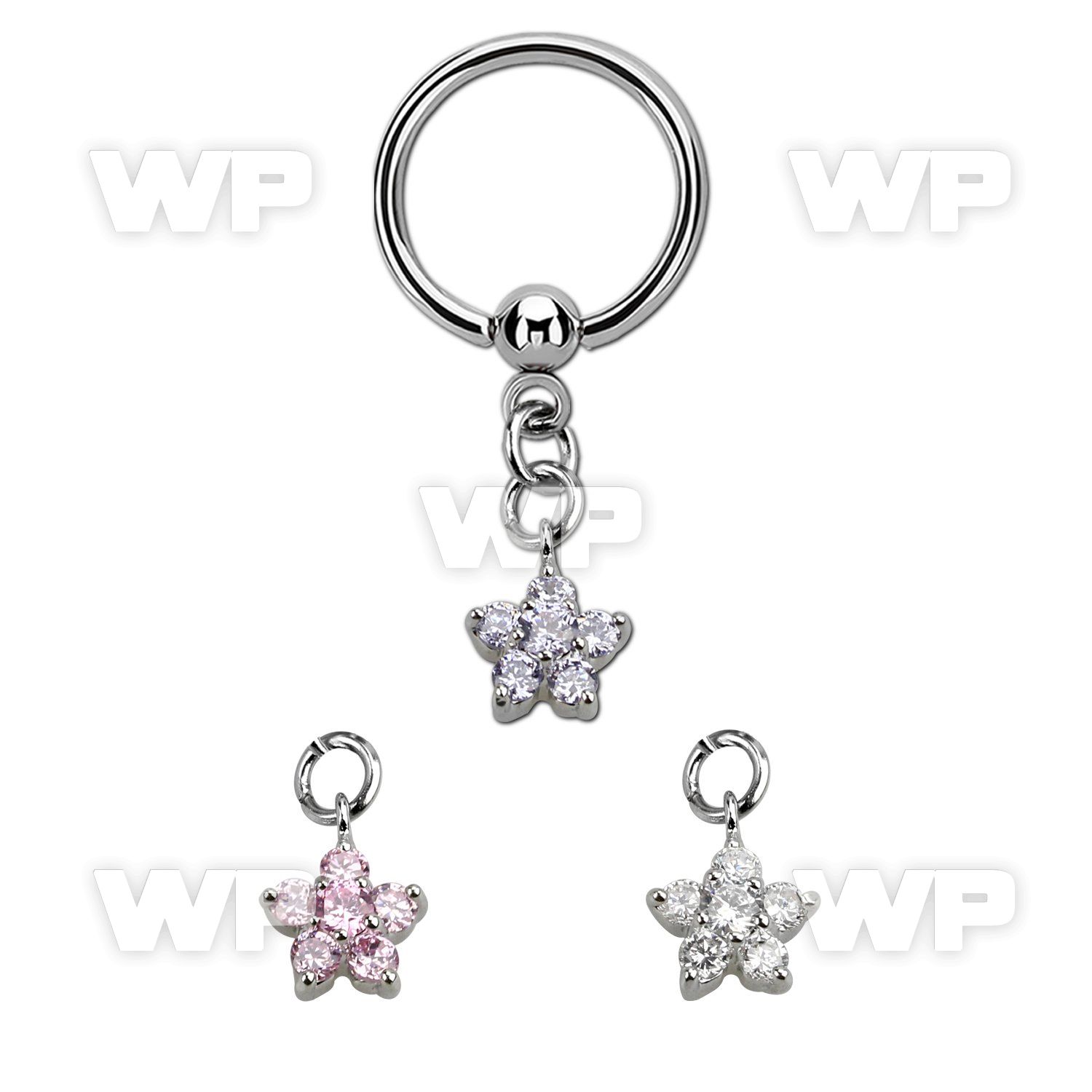 bcrsz324 316l steel bcr 1.2mm w a small cz flower